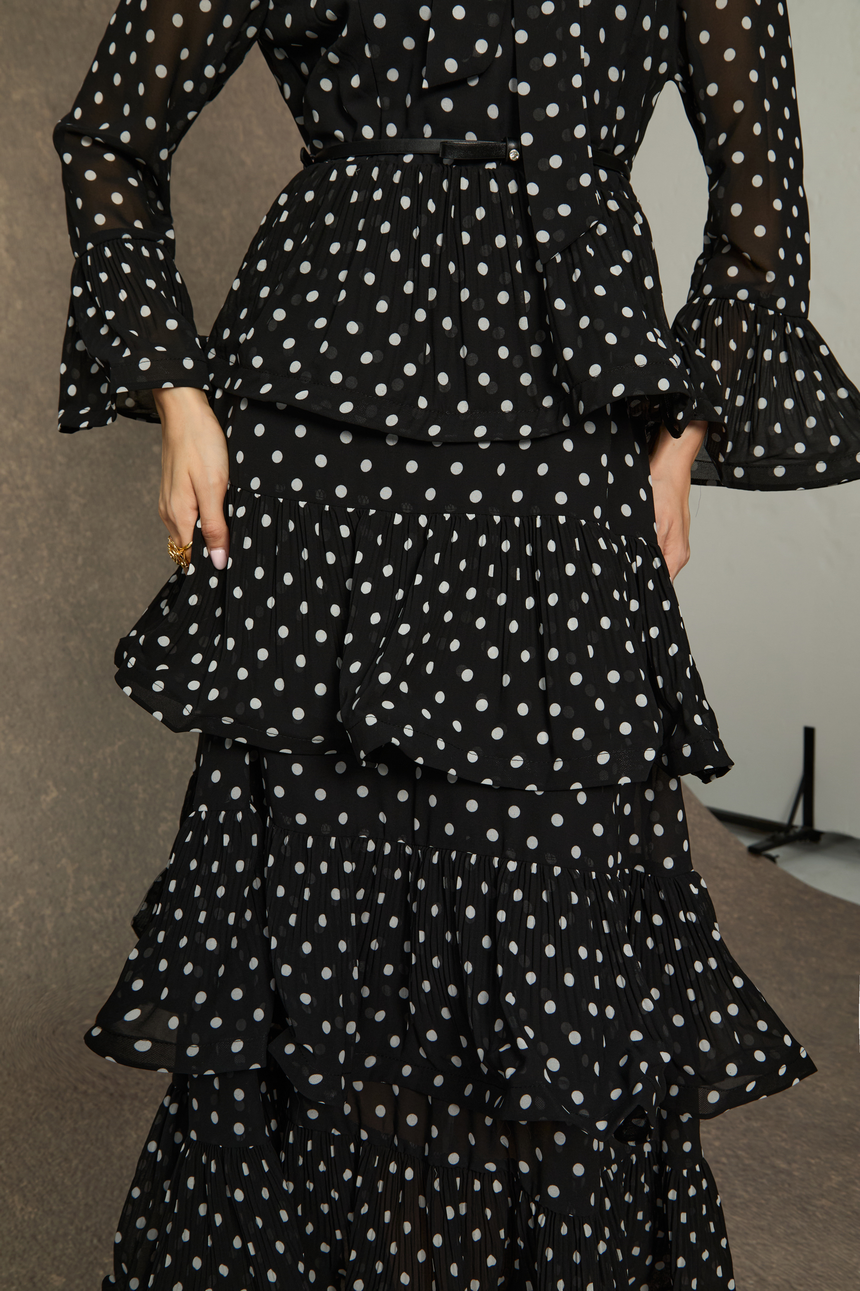 Style Status Black Polka Dot Tiered Ruffle Maxi Dress