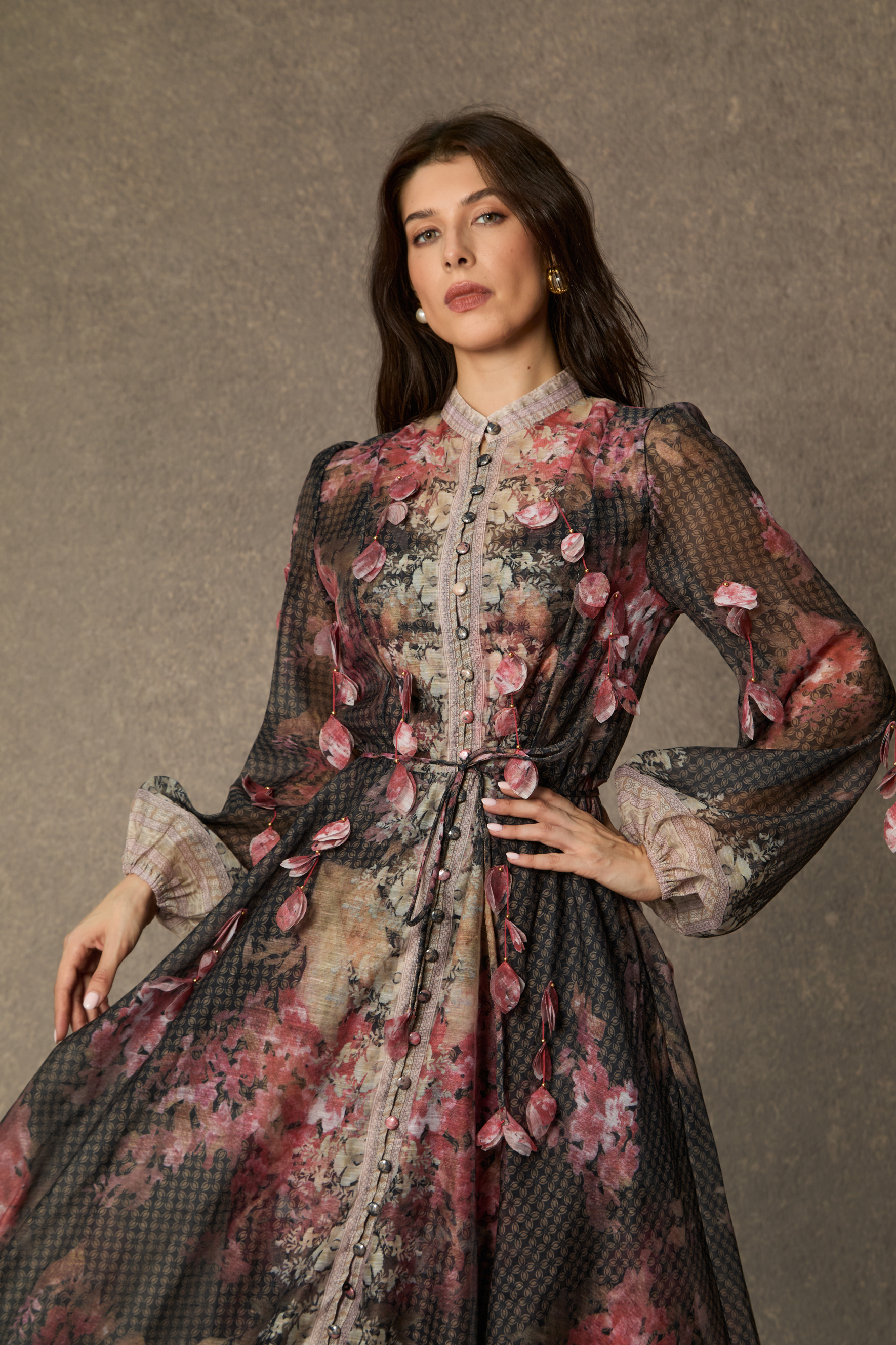 Thriving Poise Black Floral Applique Maxi Dress