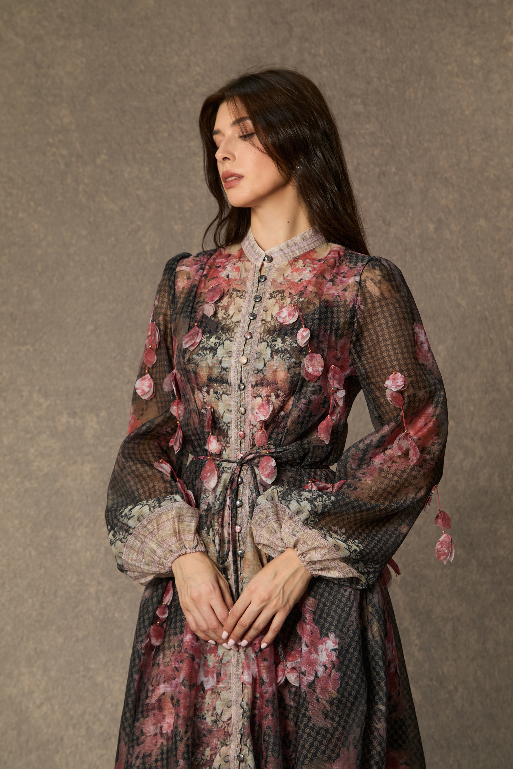 Thriving Poise Black Floral Applique Maxi Dress