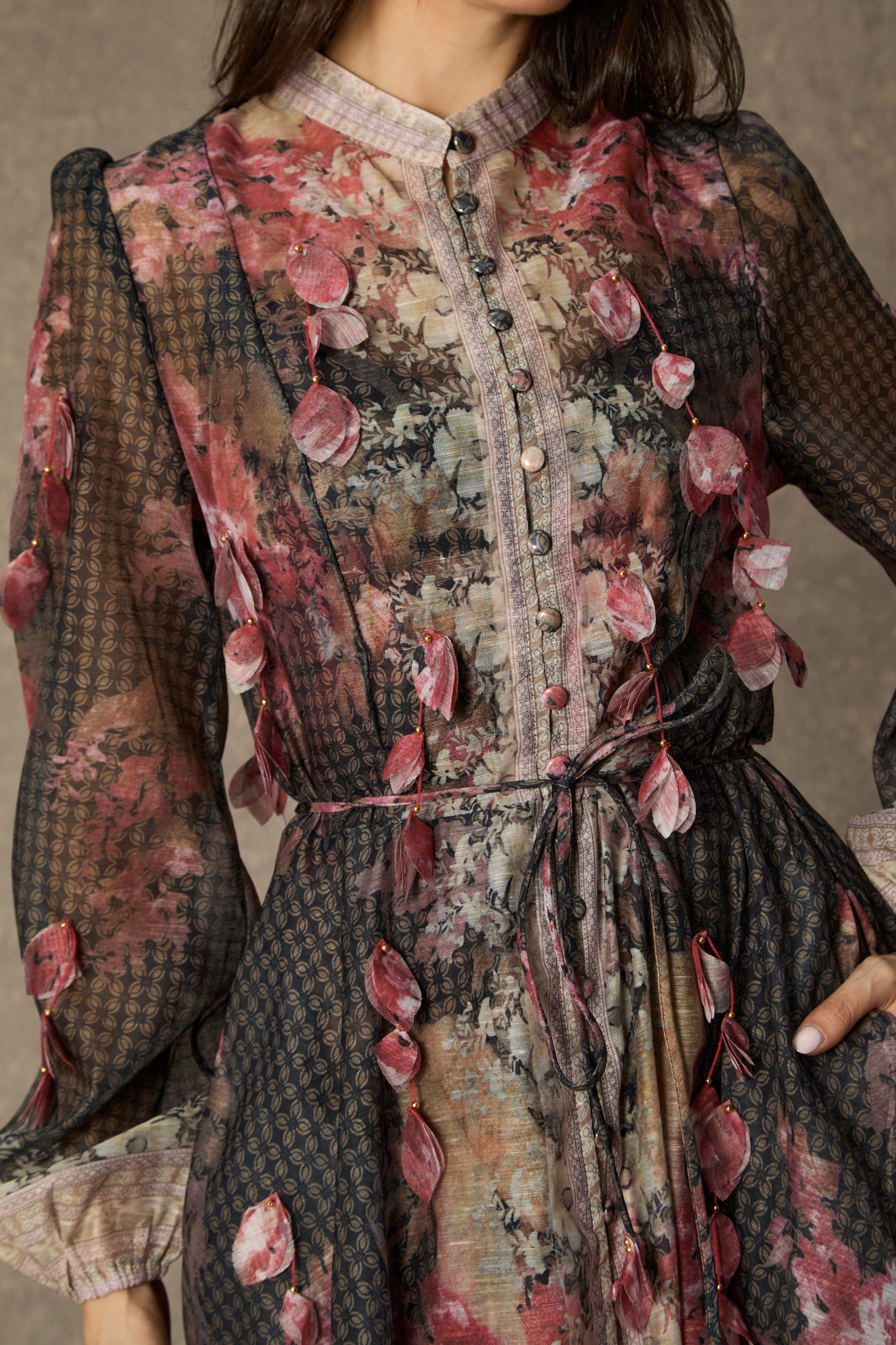 Thriving Poise Black Floral Applique Maxi Dress