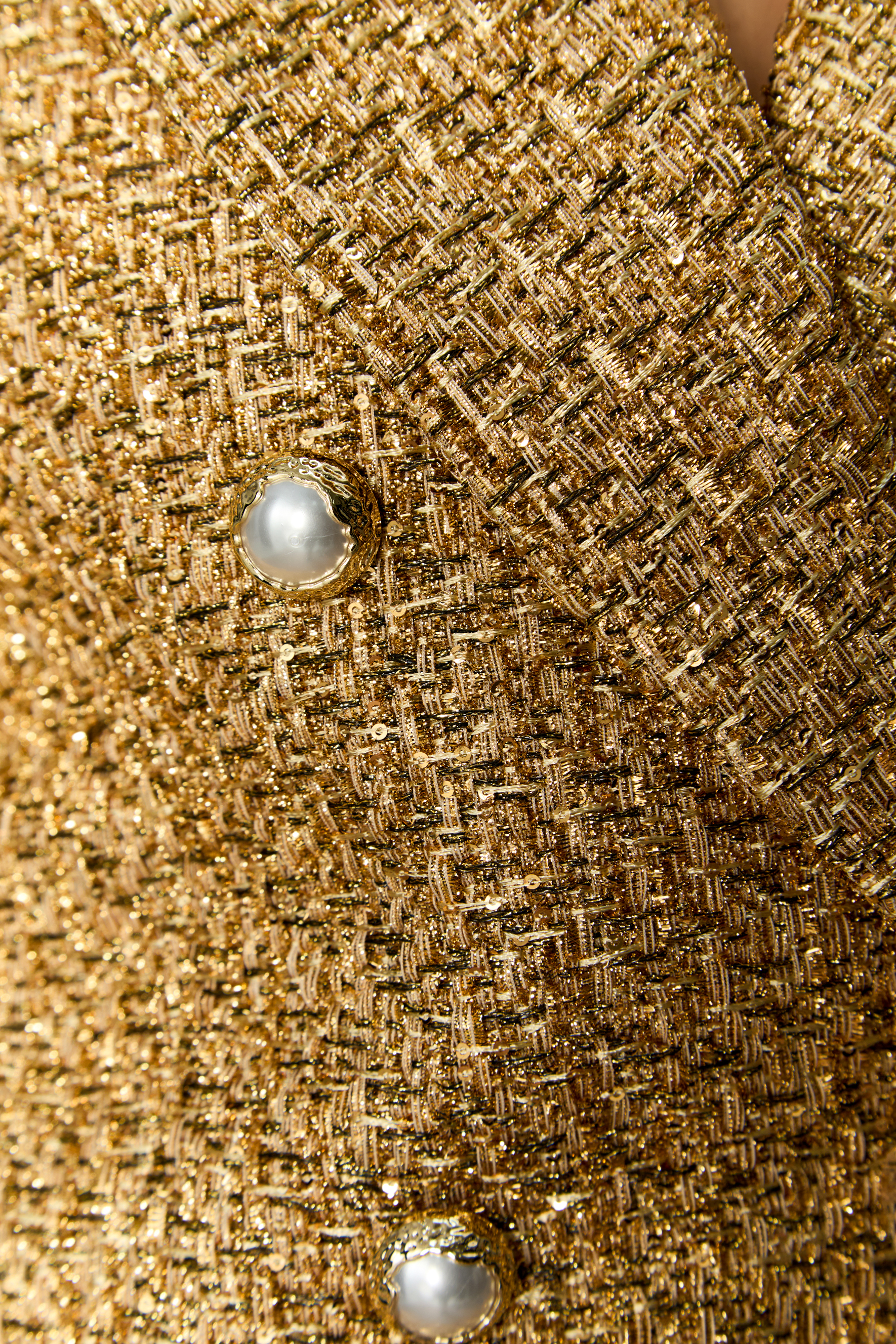 Lavish Looks Gold Double Breasted Tweed Mini Dress