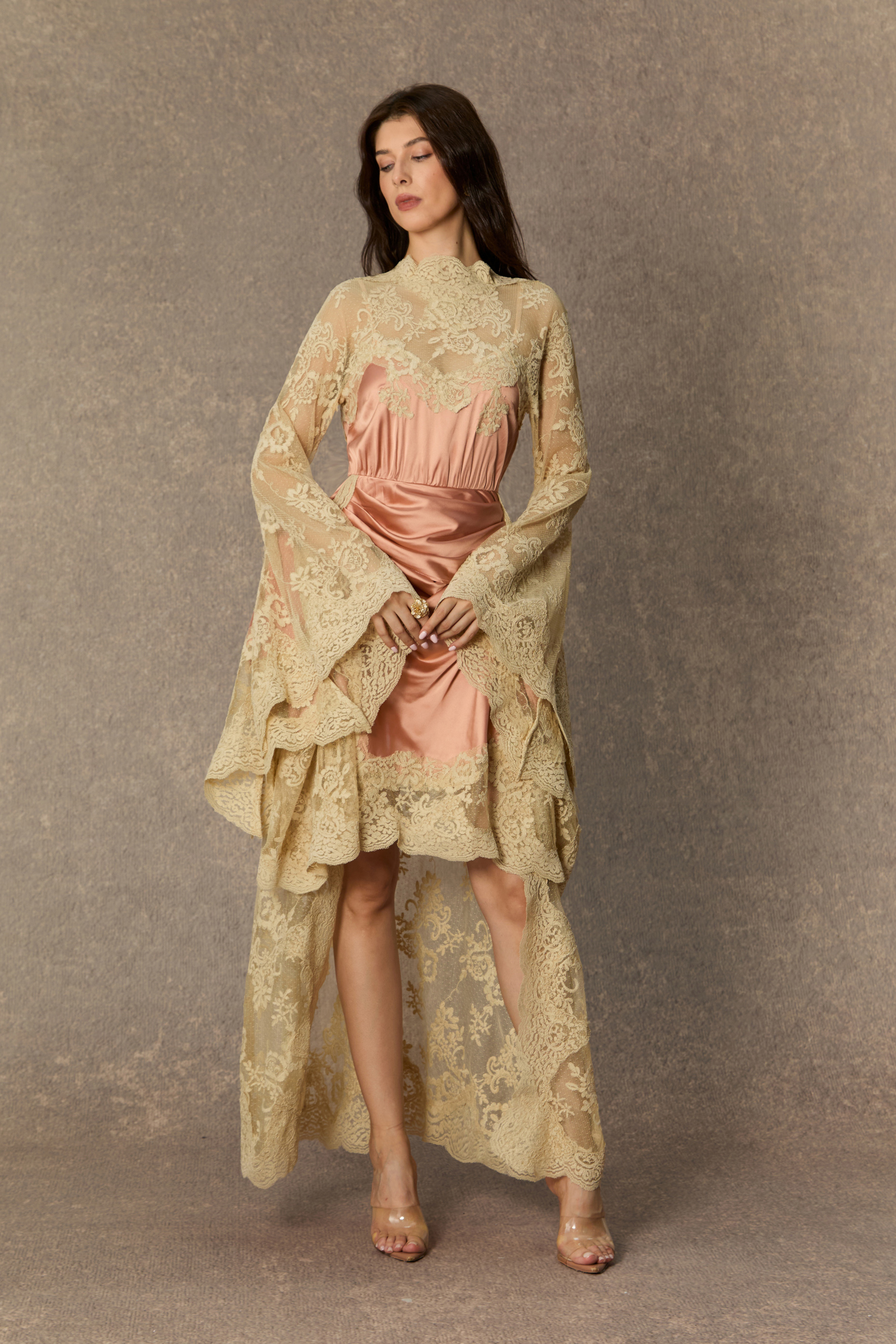 Most Beautiful Day Pink Lace Panel Bell Sleeve Maxi Dress