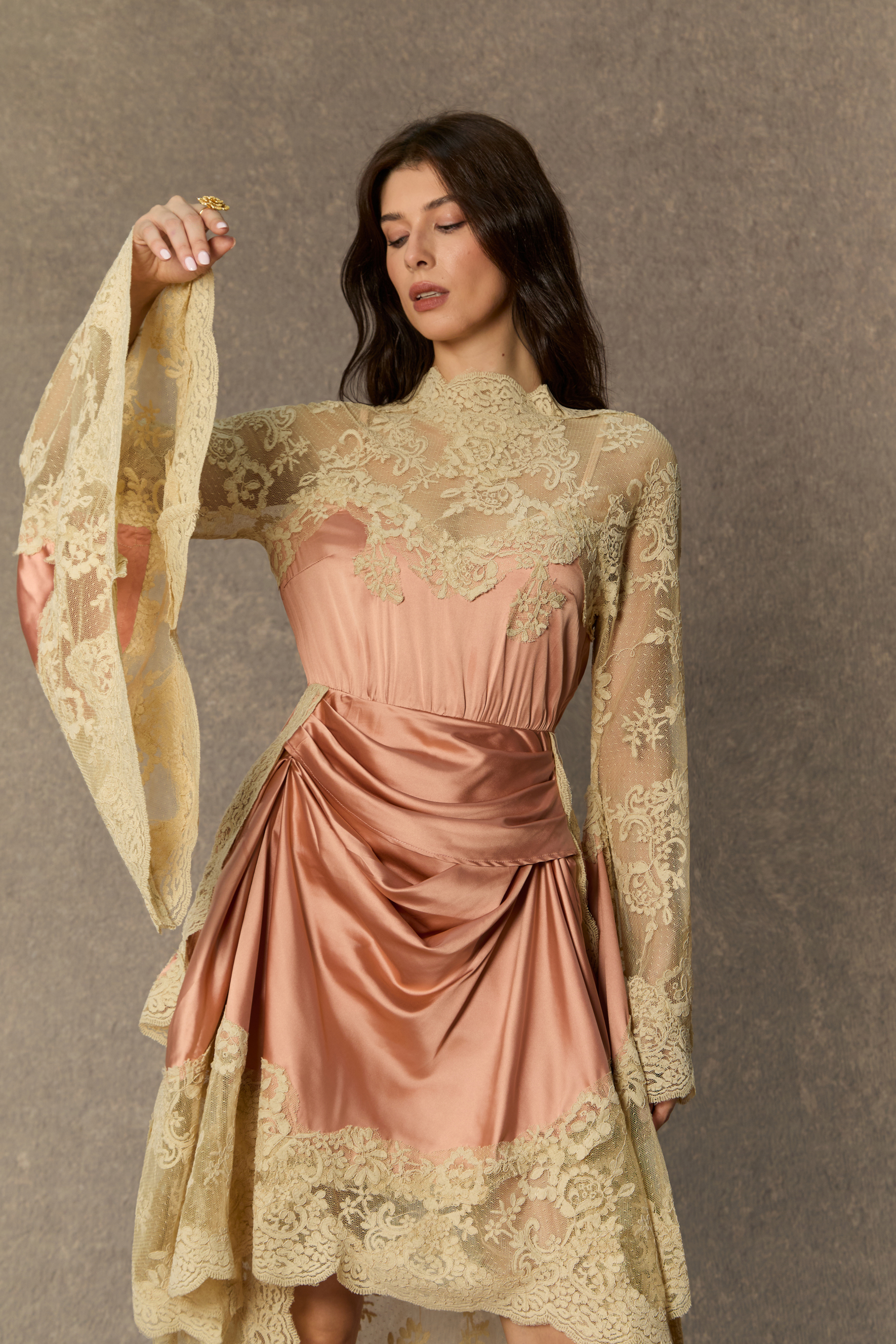 Most Beautiful Day Pink Lace Panel Bell Sleeve Maxi Dress