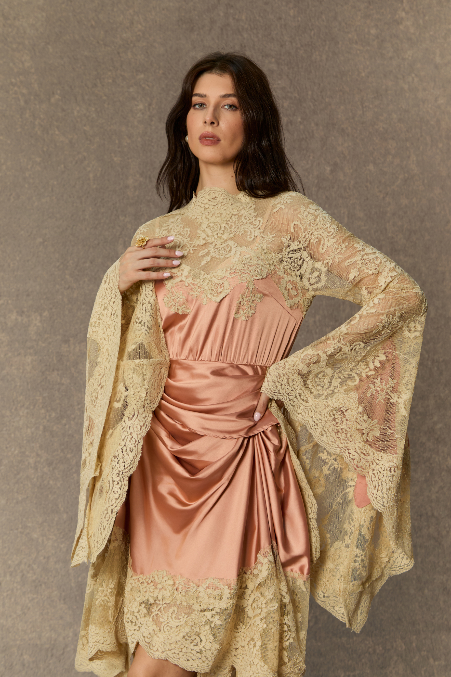 Most Beautiful Day Pink Lace Panel Bell Sleeve Maxi Dress