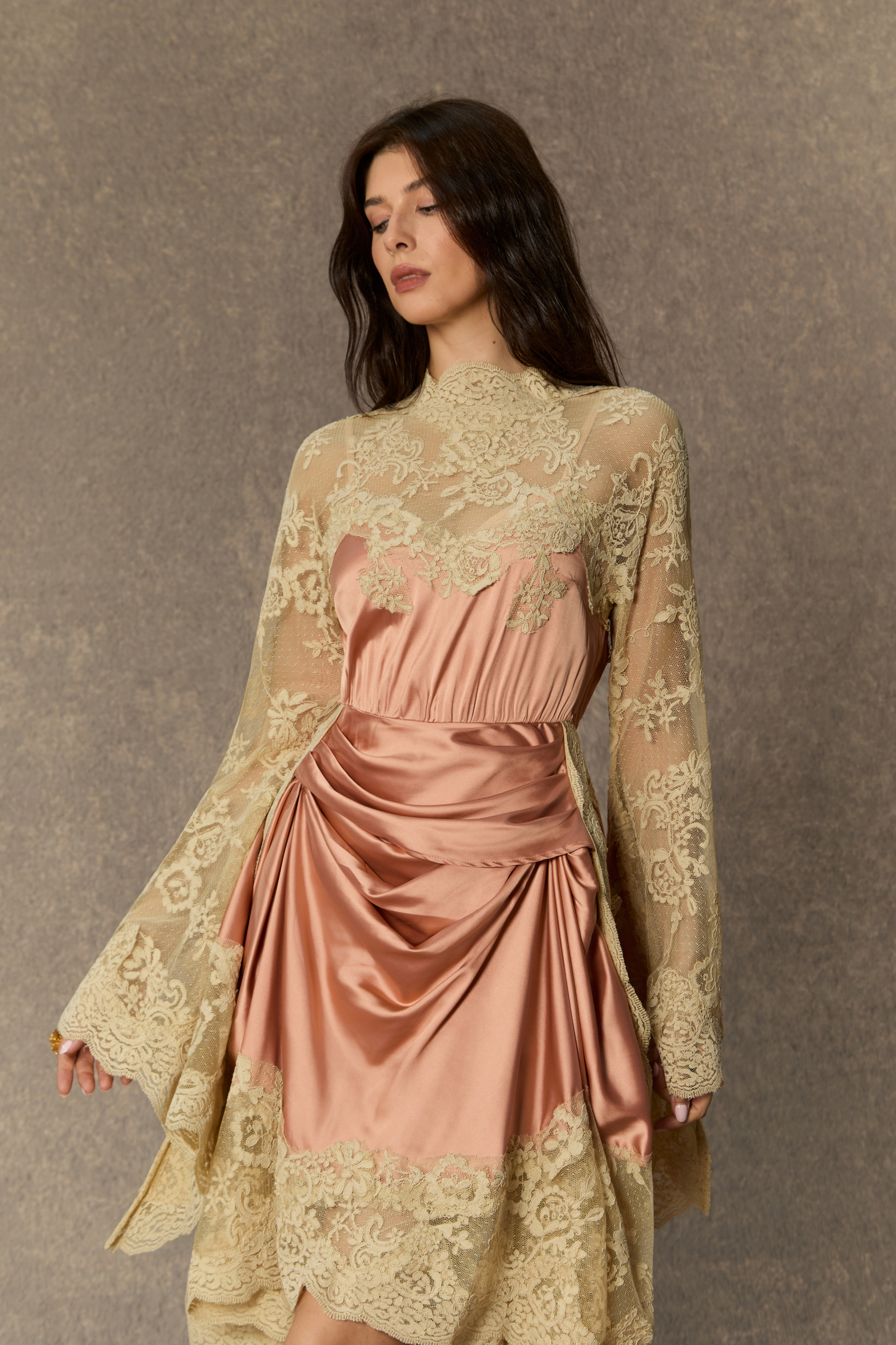 Most Beautiful Day Pink Lace Panel Bell Sleeve Maxi Dress