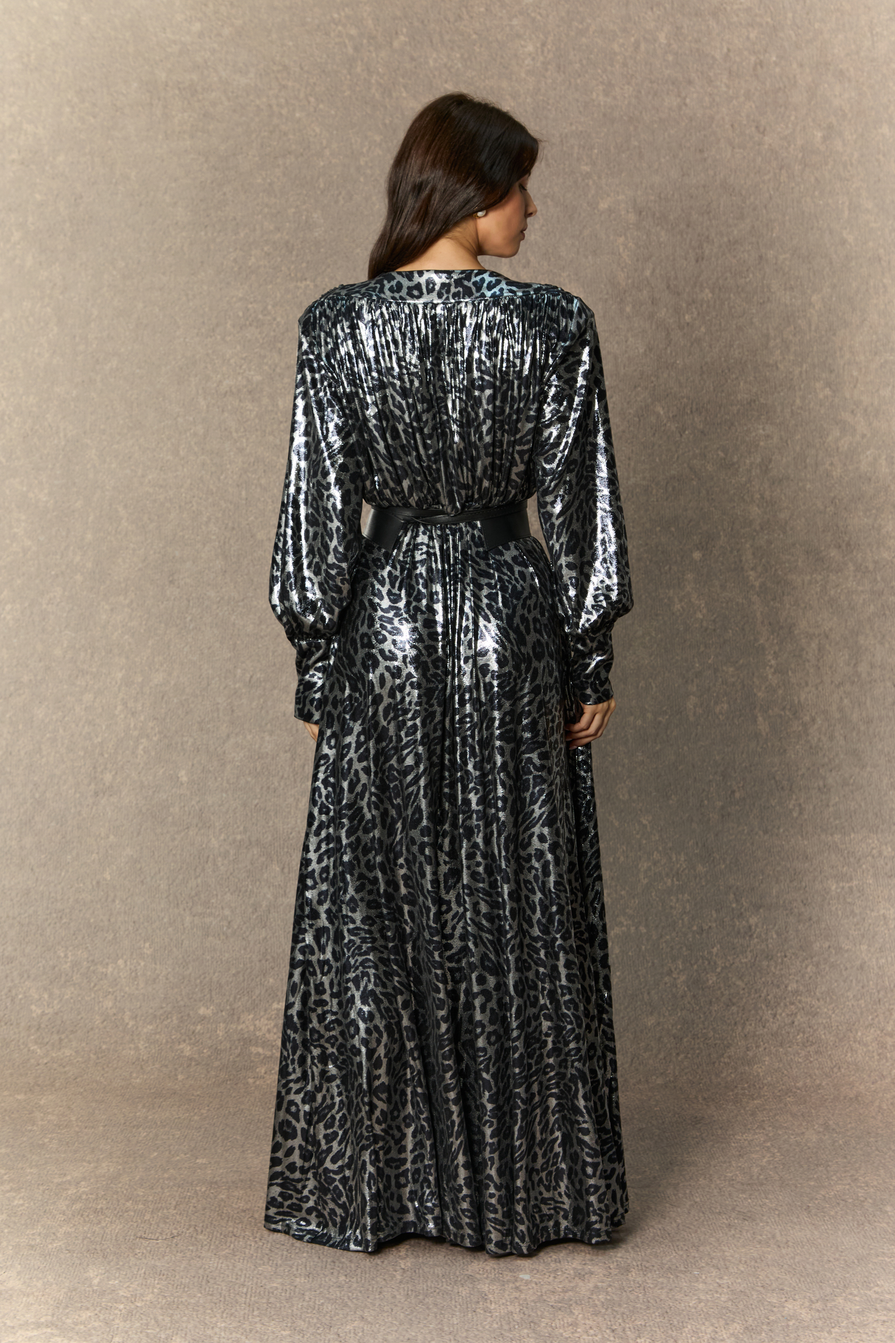 Wild For The Season Gold Leopard Print V‑Neck Maxi Dress