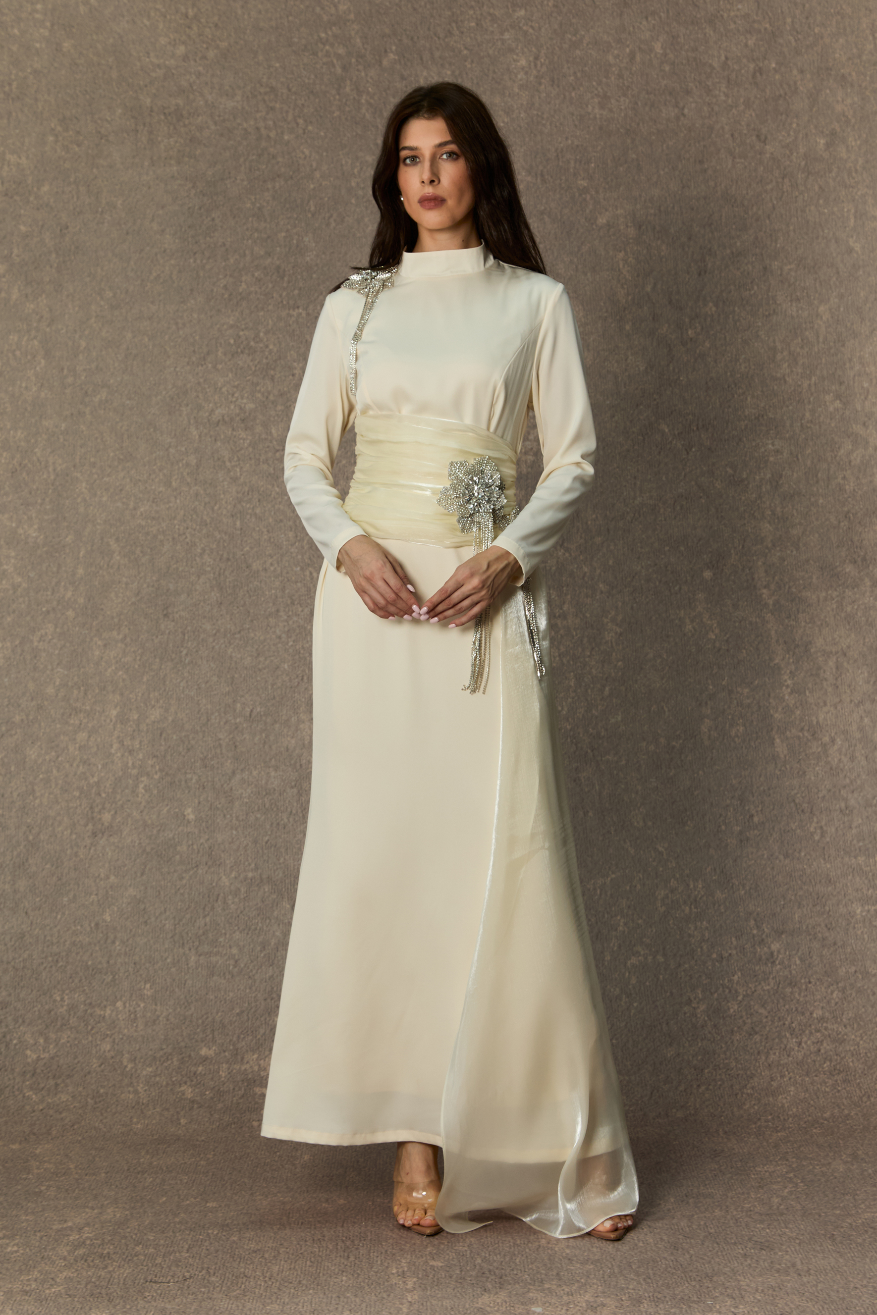 Abundant Charm White Rhinestone Floral Maxi Dress