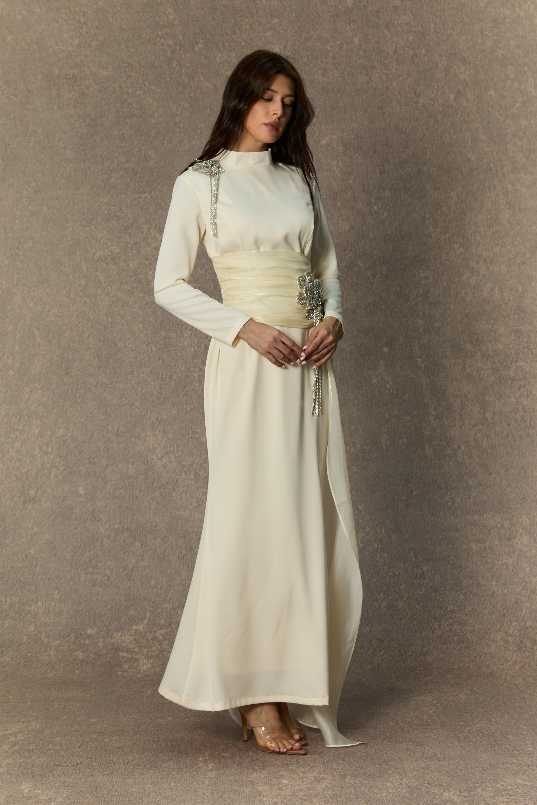 Abundant Charm White Rhinestone Floral Maxi Dress