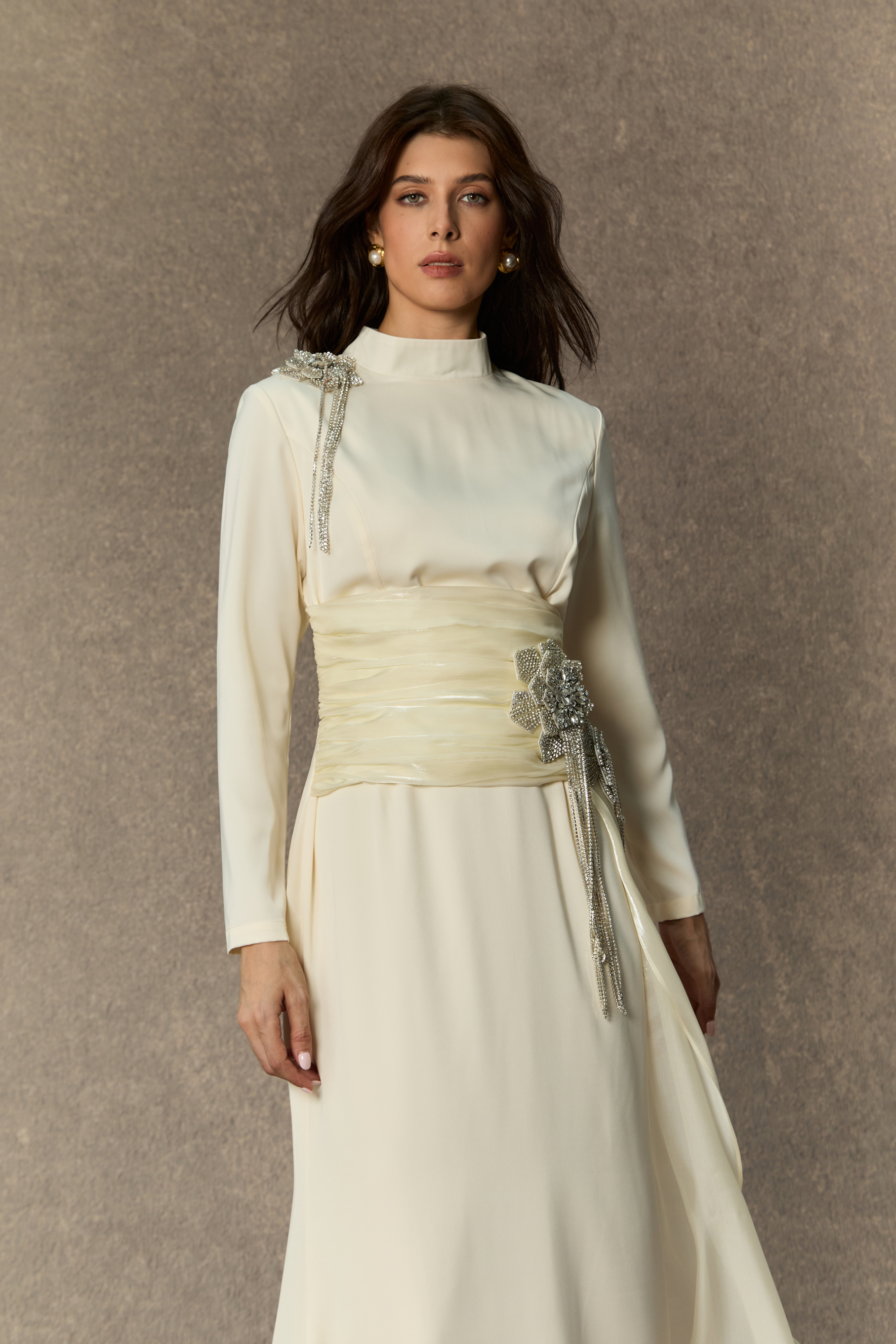 Abundant Charm White Rhinestone Floral Maxi Dress