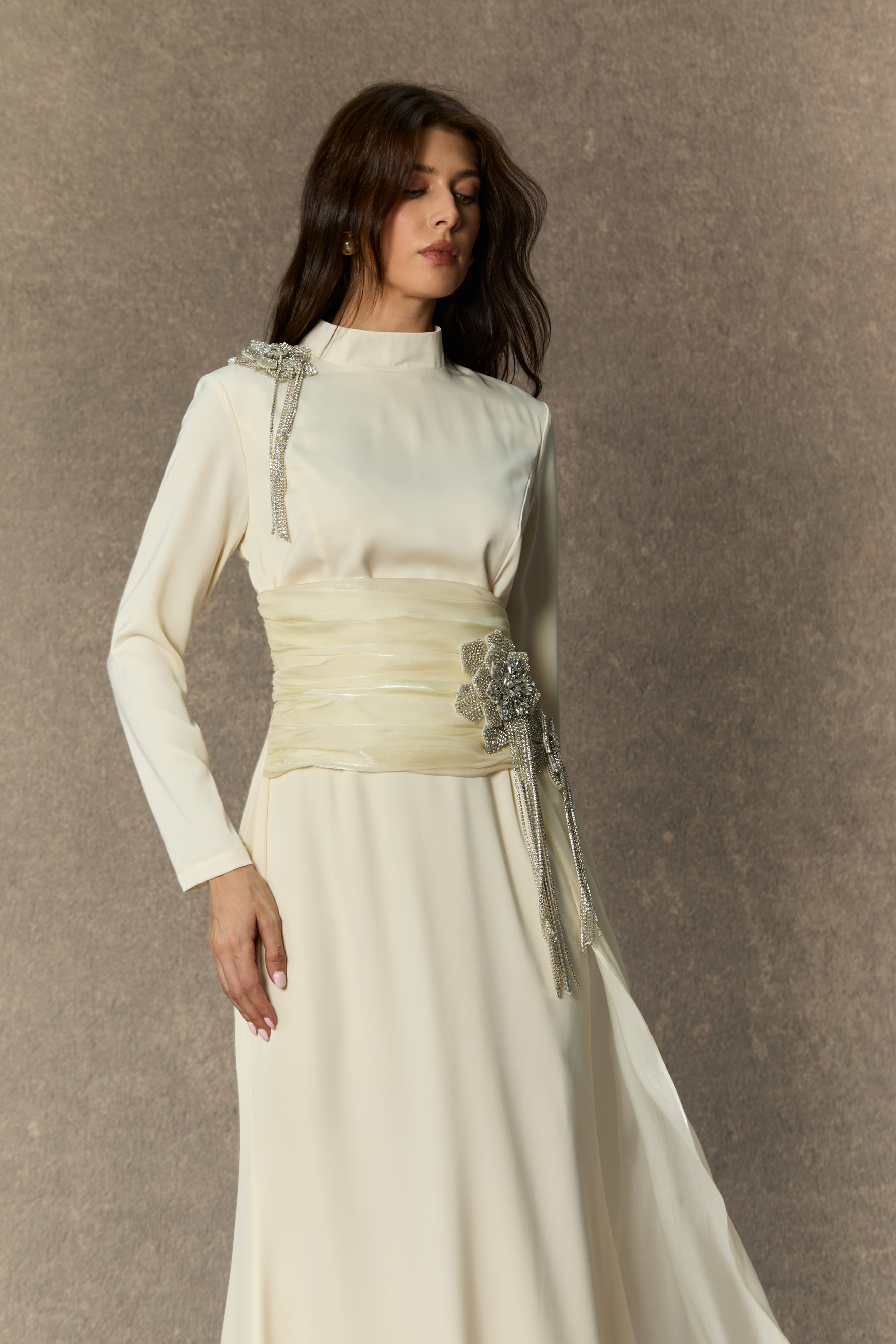 Abundant Charm White Rhinestone Floral Maxi Dress