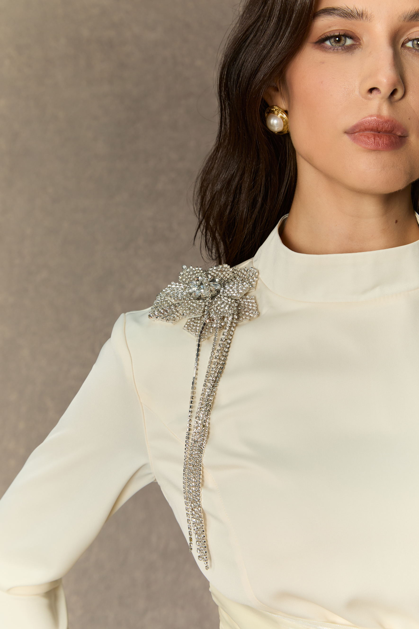 Abundant Charm White Rhinestone Floral Maxi Dress