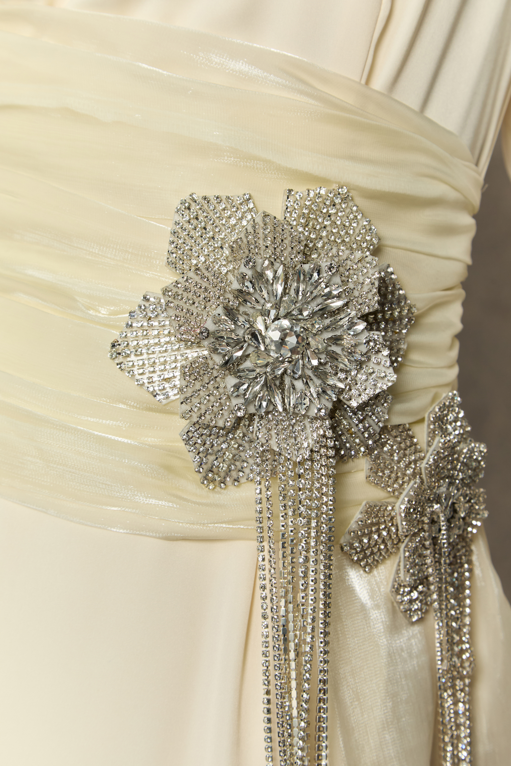 Abundant Charm White Rhinestone Floral Maxi Dress