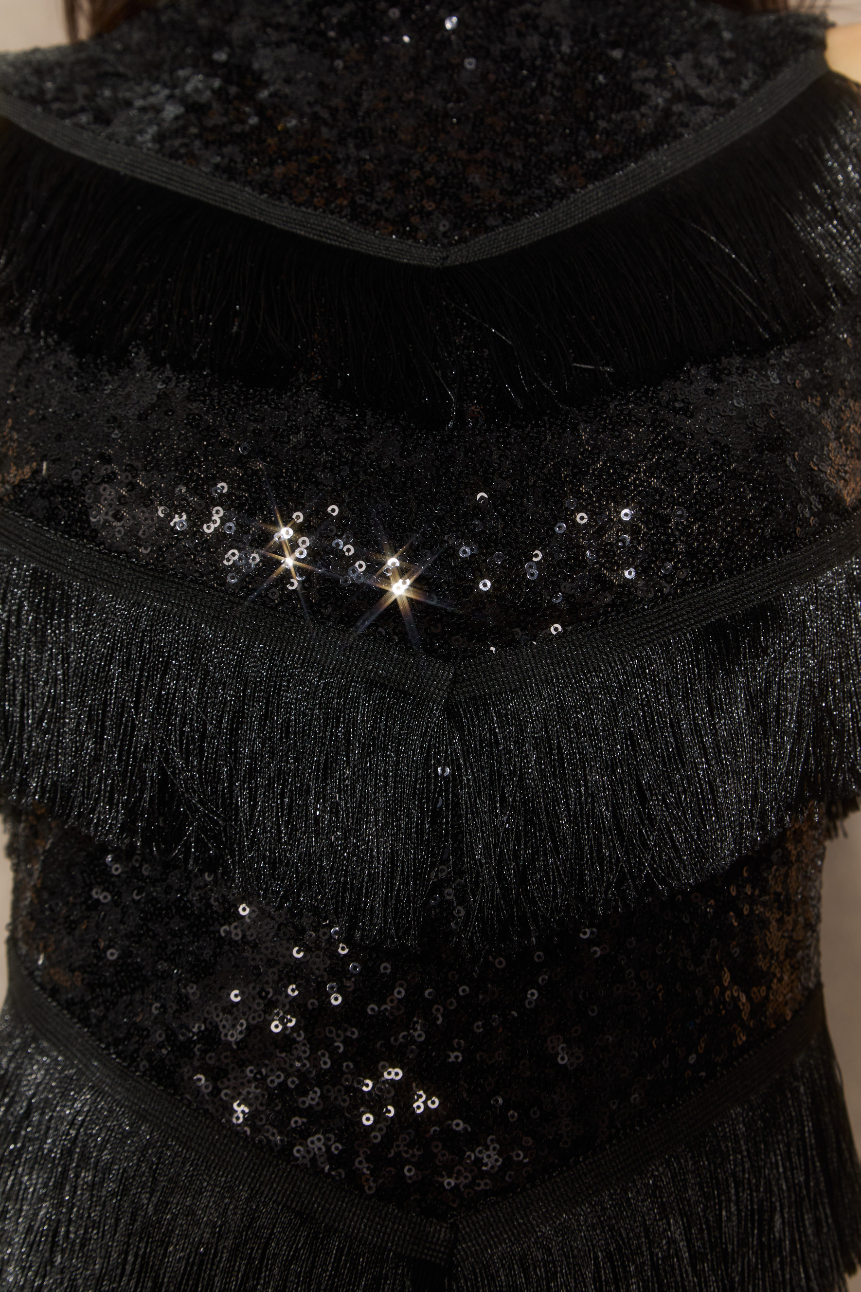 Get In The Groove Black Layered Fringe Maxi Dress