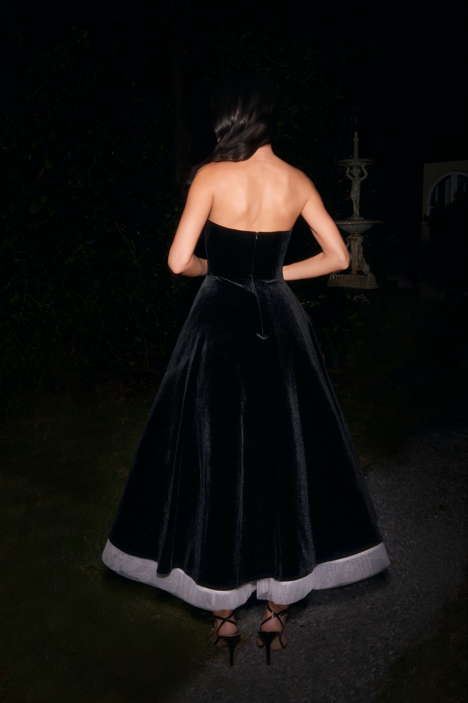 Fabulous Phenomenon Black Velvet Bow Contrast Midi Dress