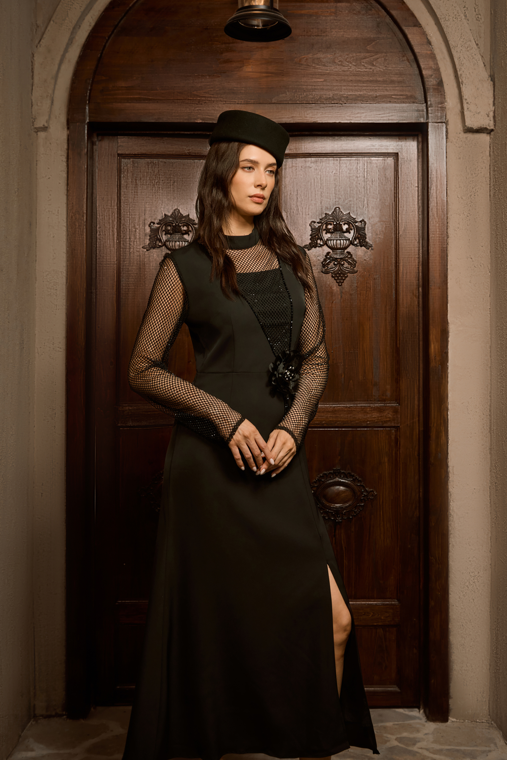 Impressive Flirt Black Floral Sheer Mesh Maxi Dress