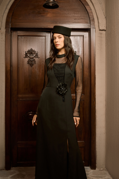 Impressive Flirt Black Floral Sheer Mesh Maxi Dress