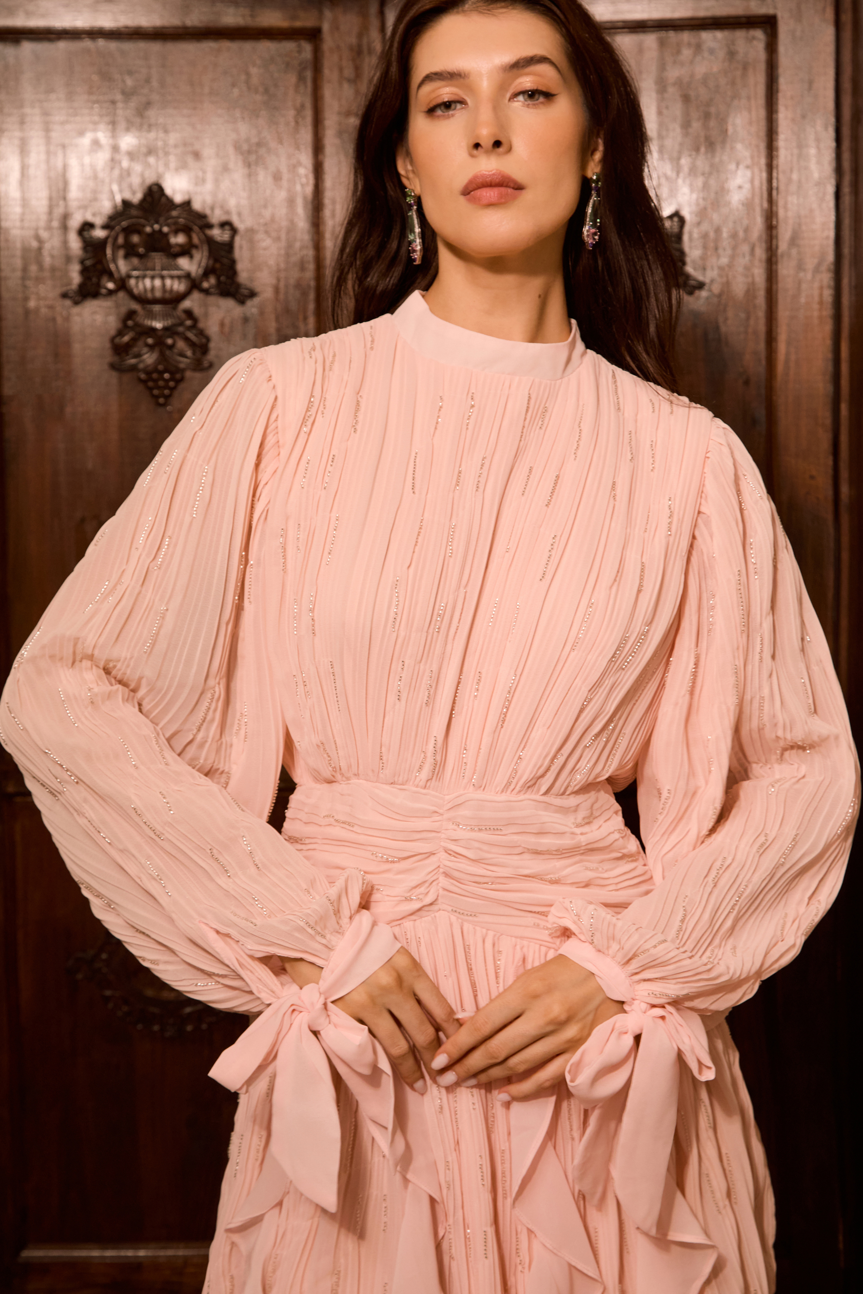 Immaculate Excellence Pink Ruffled Maxi Dress