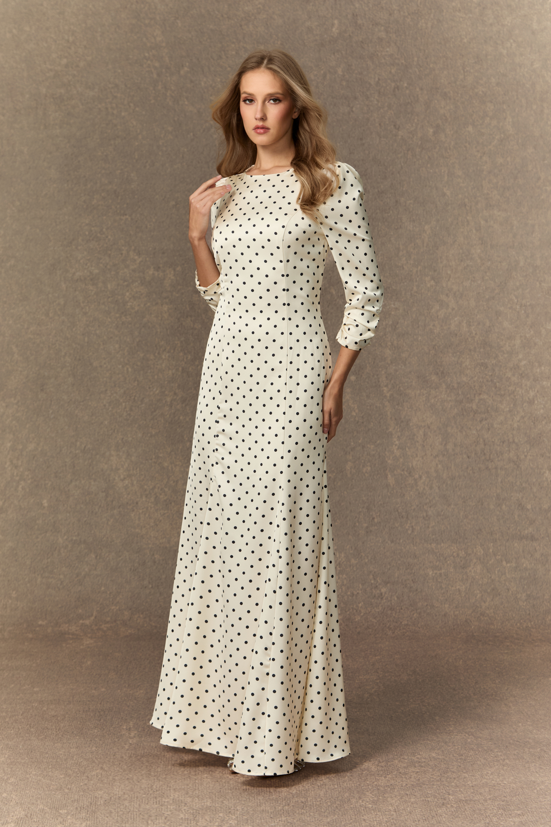 Vintage Chic White Polka Dot Back Cutout Maxi Dress