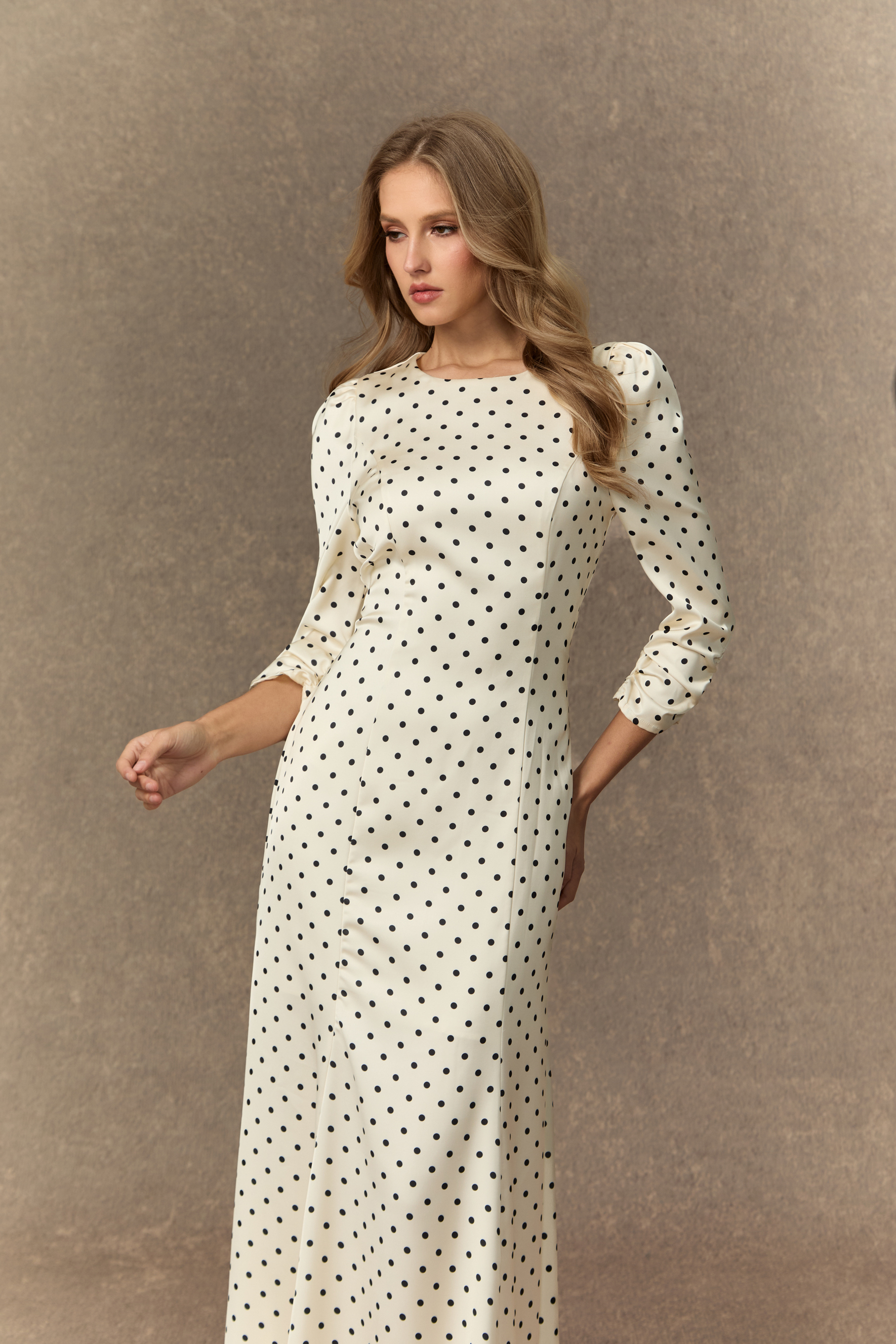 Vintage Chic White Polka Dot Back Cutout Maxi Dress
