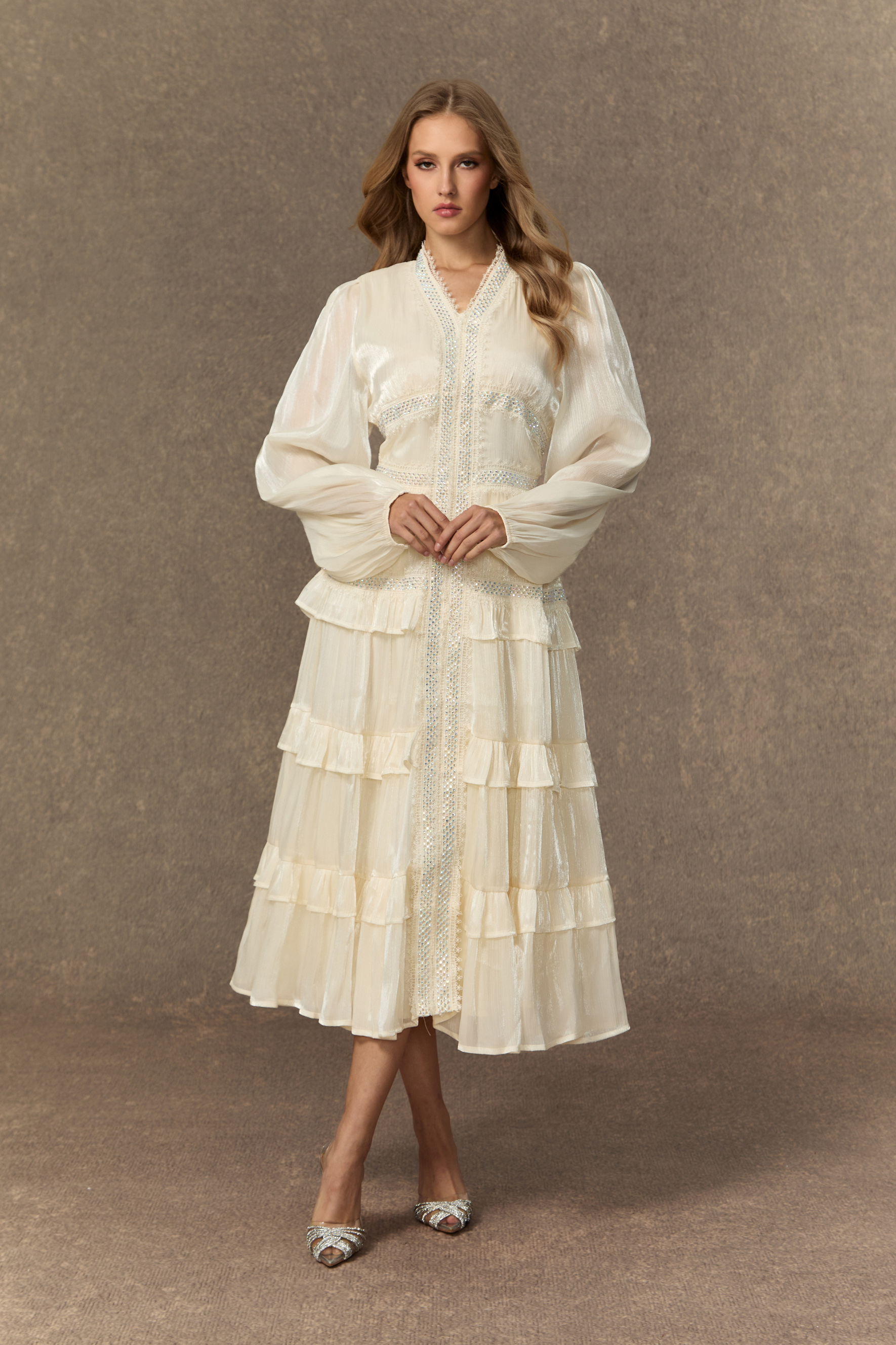 Feeling Of Forever White V-Neck Tiered Ruffle Midi Dress