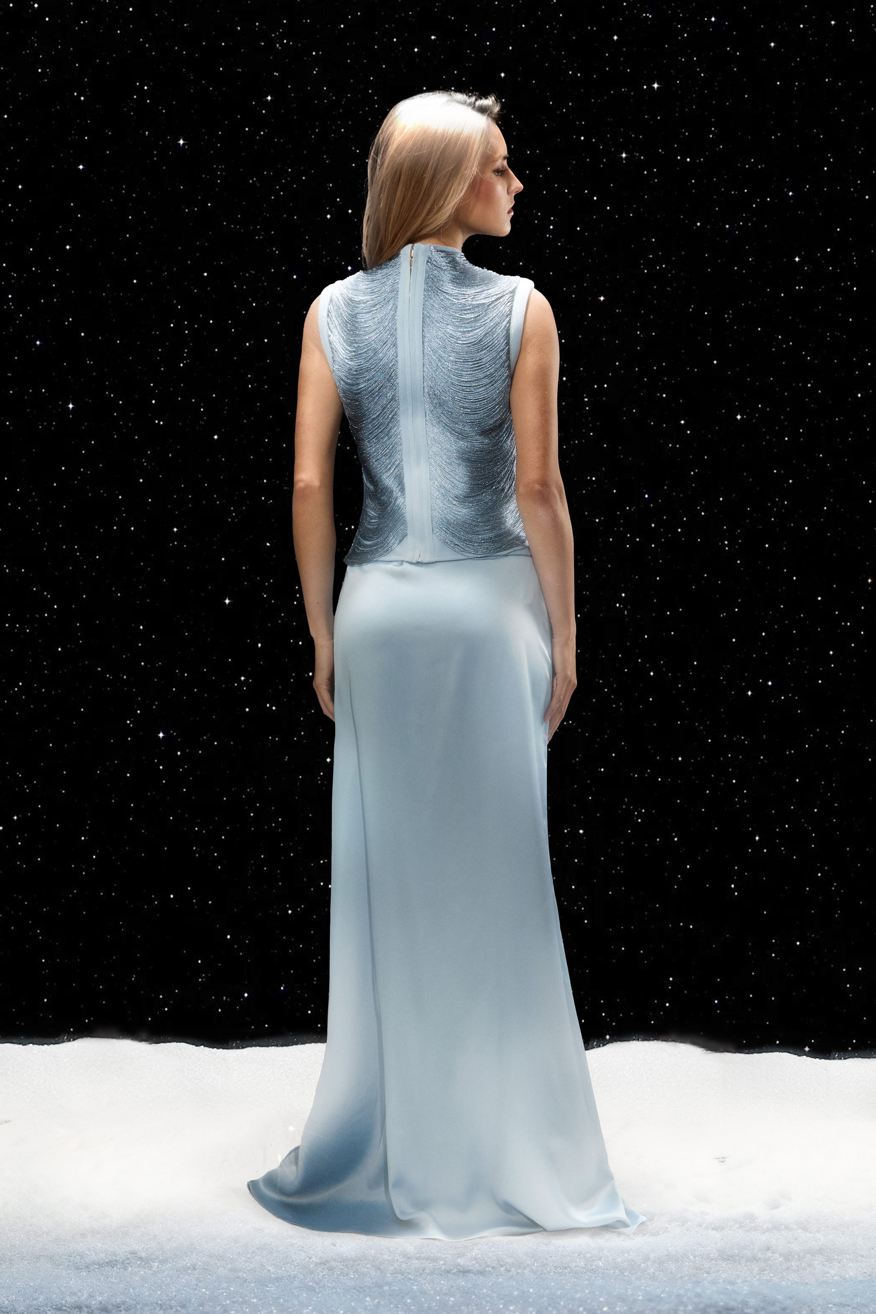 Memory Of Love Blue Fringe Sleeveless Top & Skirt Set