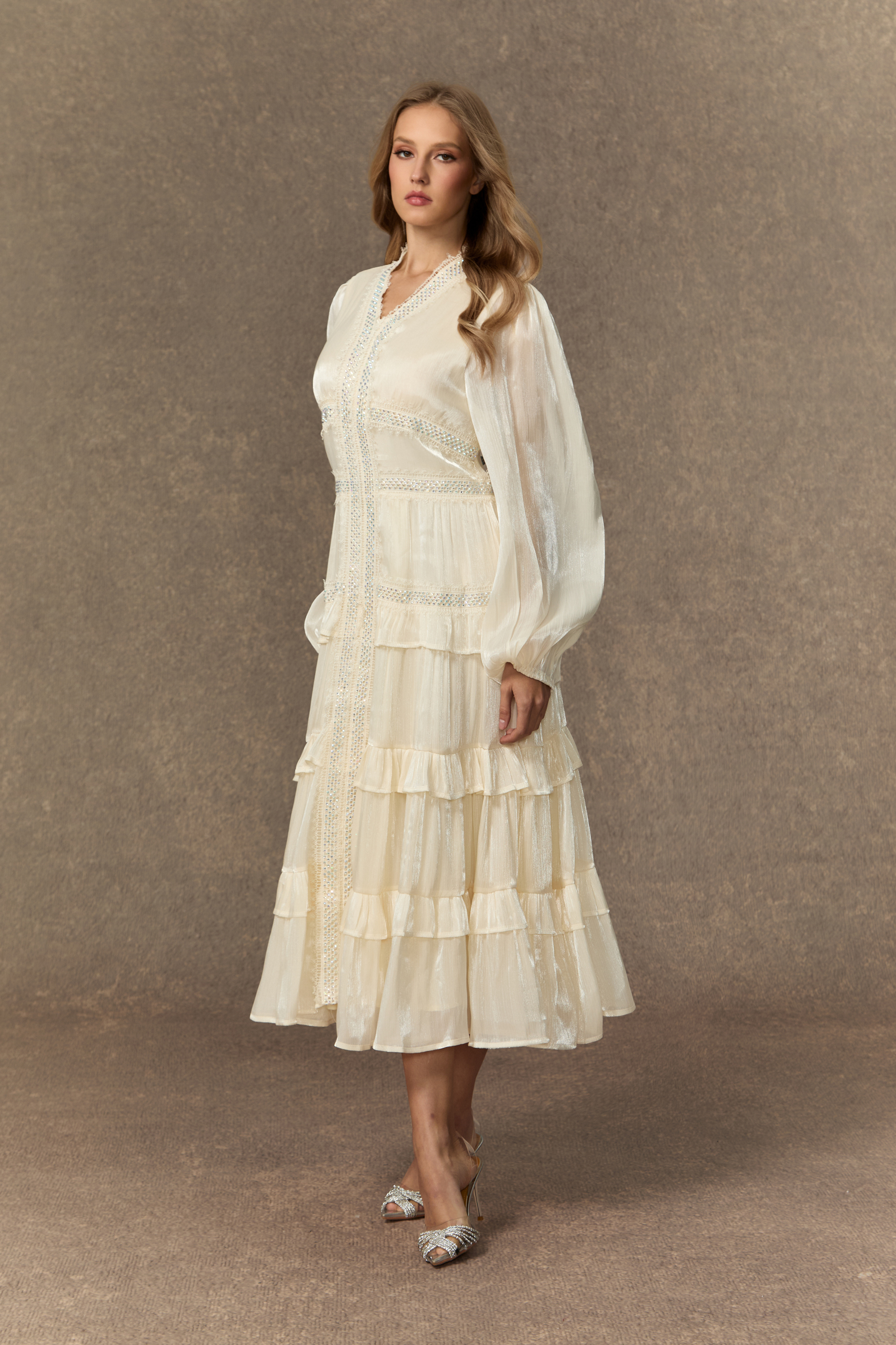 Feeling Of Forever White V-Neck Tiered Ruffle Midi Dress