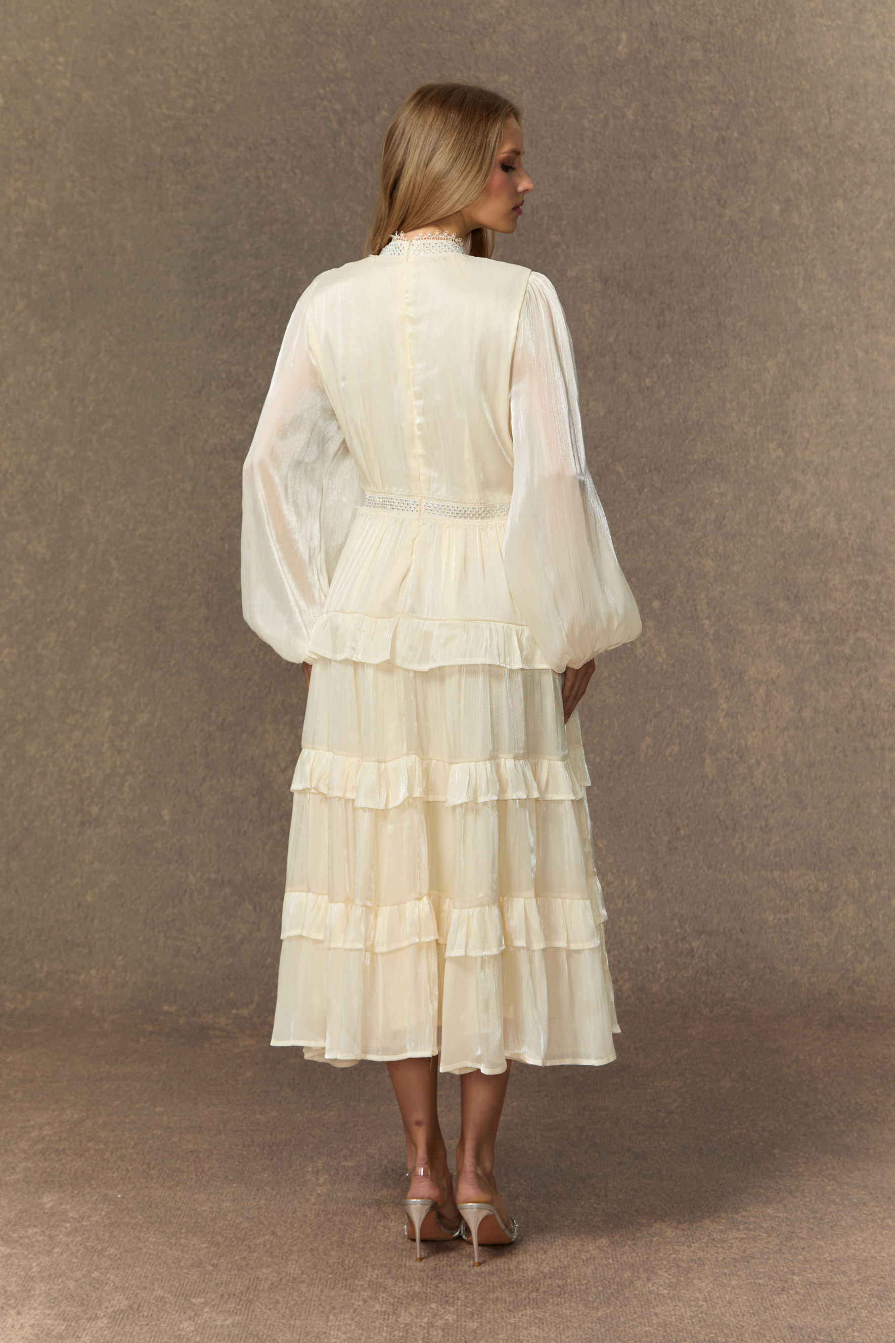 Feeling Of Forever White V-Neck Tiered Ruffle Midi Dress