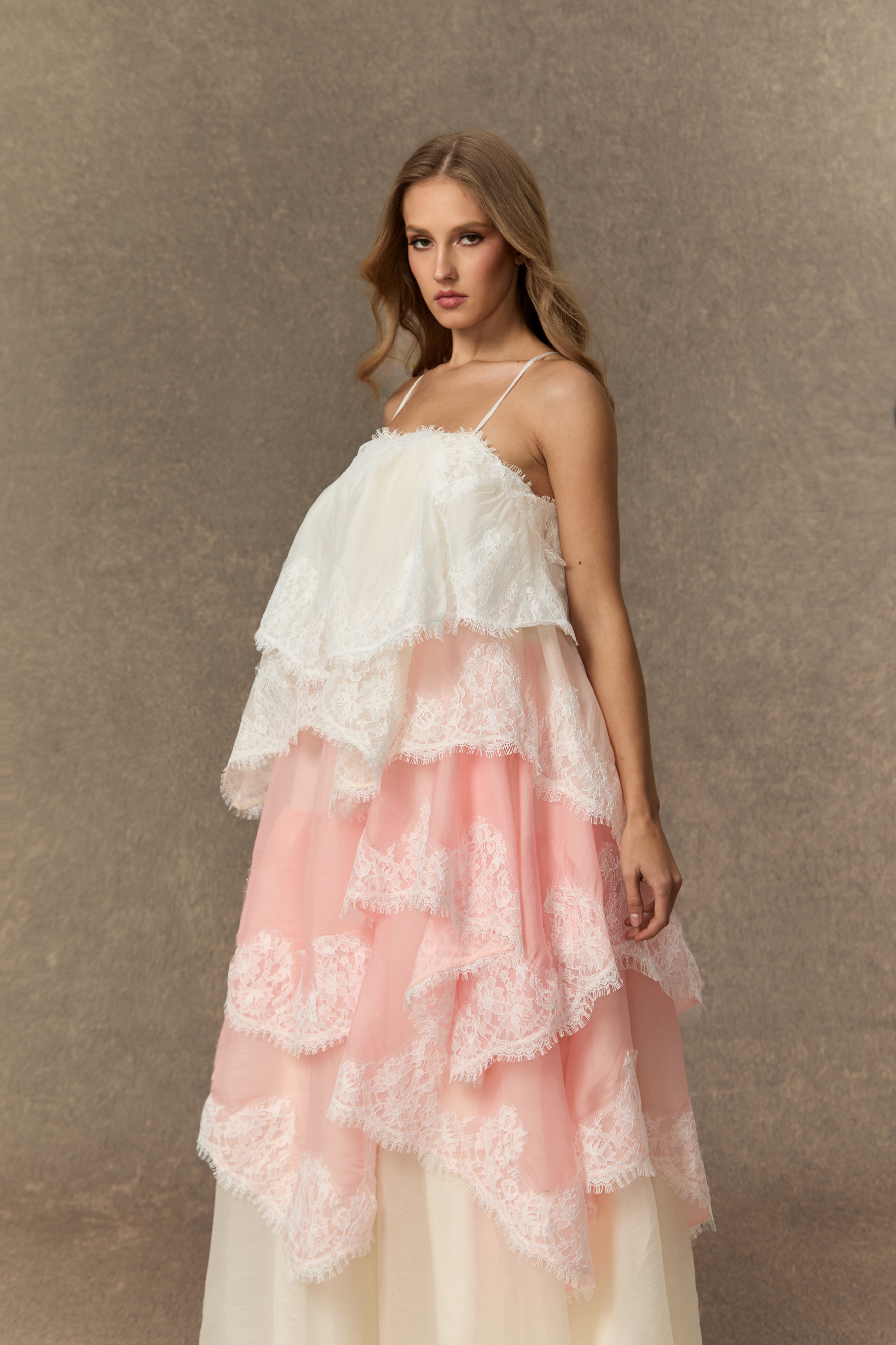 Endlessly Darling Pink Irregular Tiered Maxi Dress