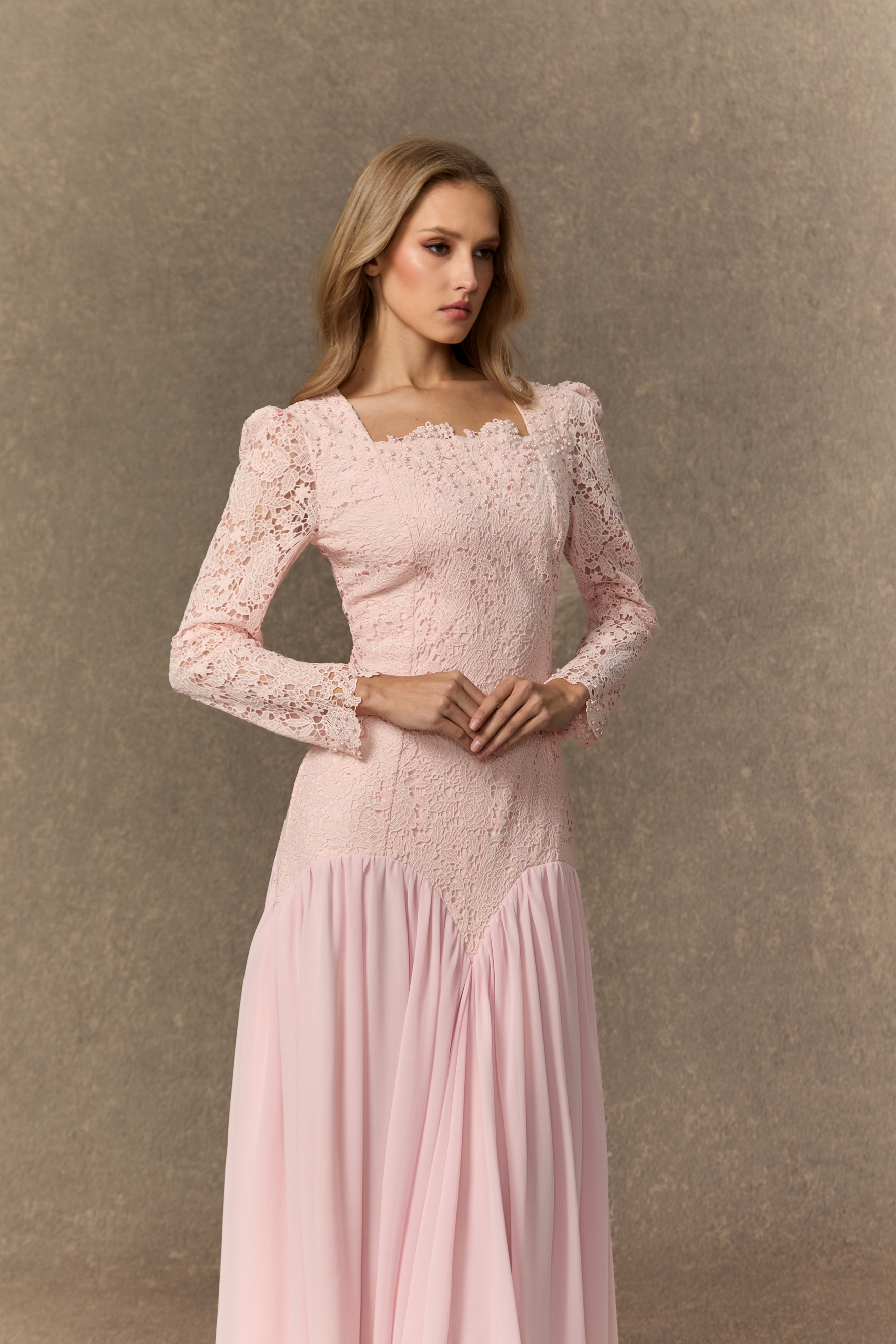 Found Your Love Pink Lace Embroidered Square Neck Maxi Dress