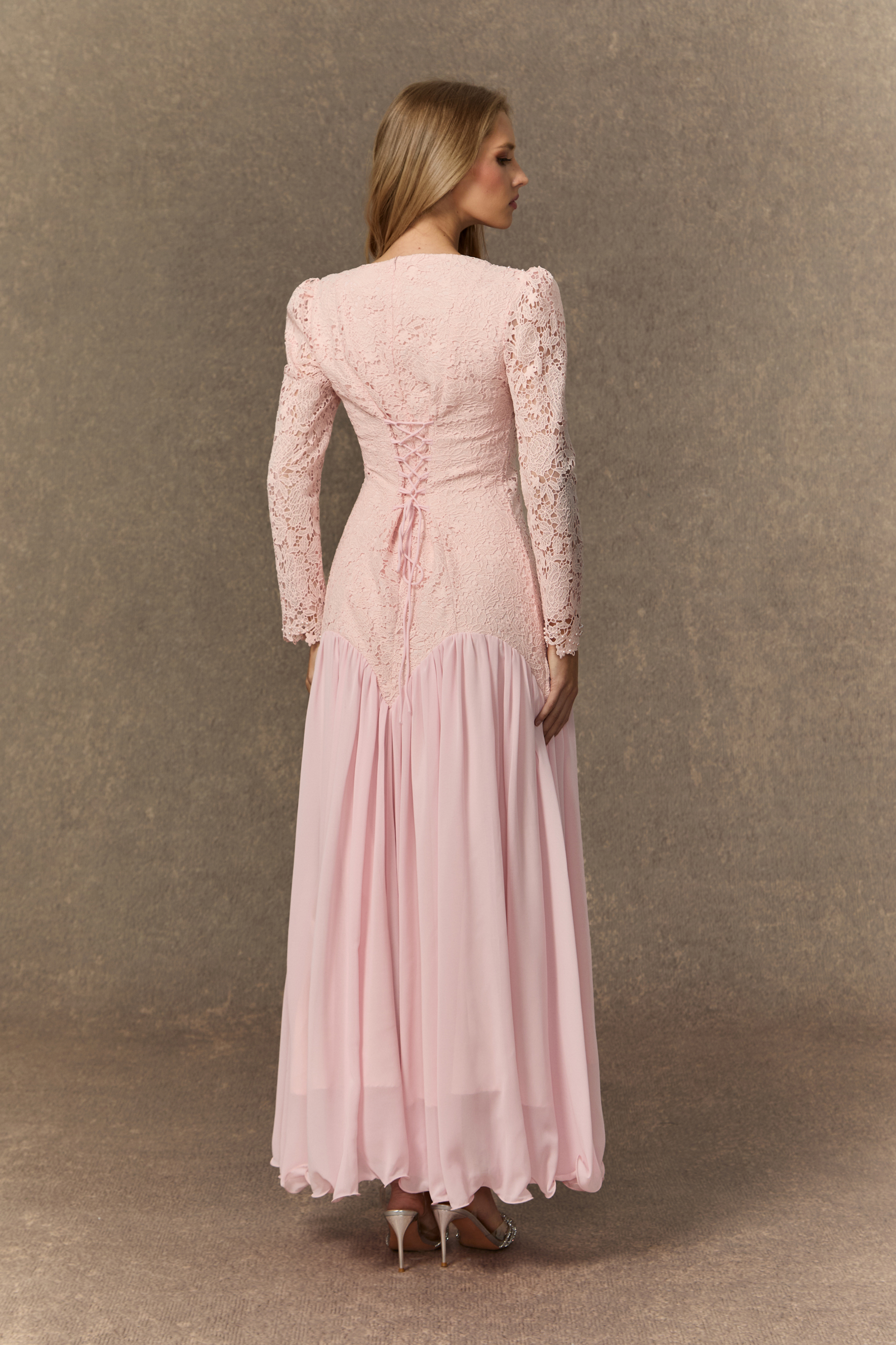 Found Your Love Pink Lace Embroidered Square Neck Maxi Dress