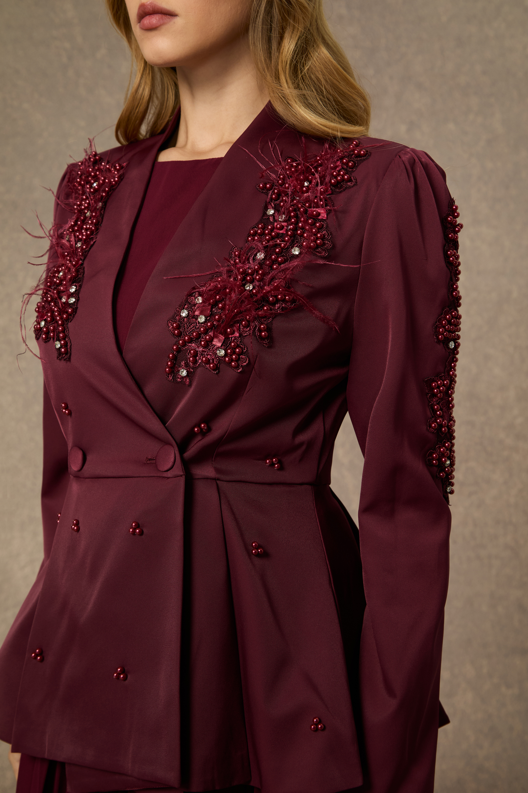 Crushing On You Beaded Double Breasted Jacket & Pleated Dress Set