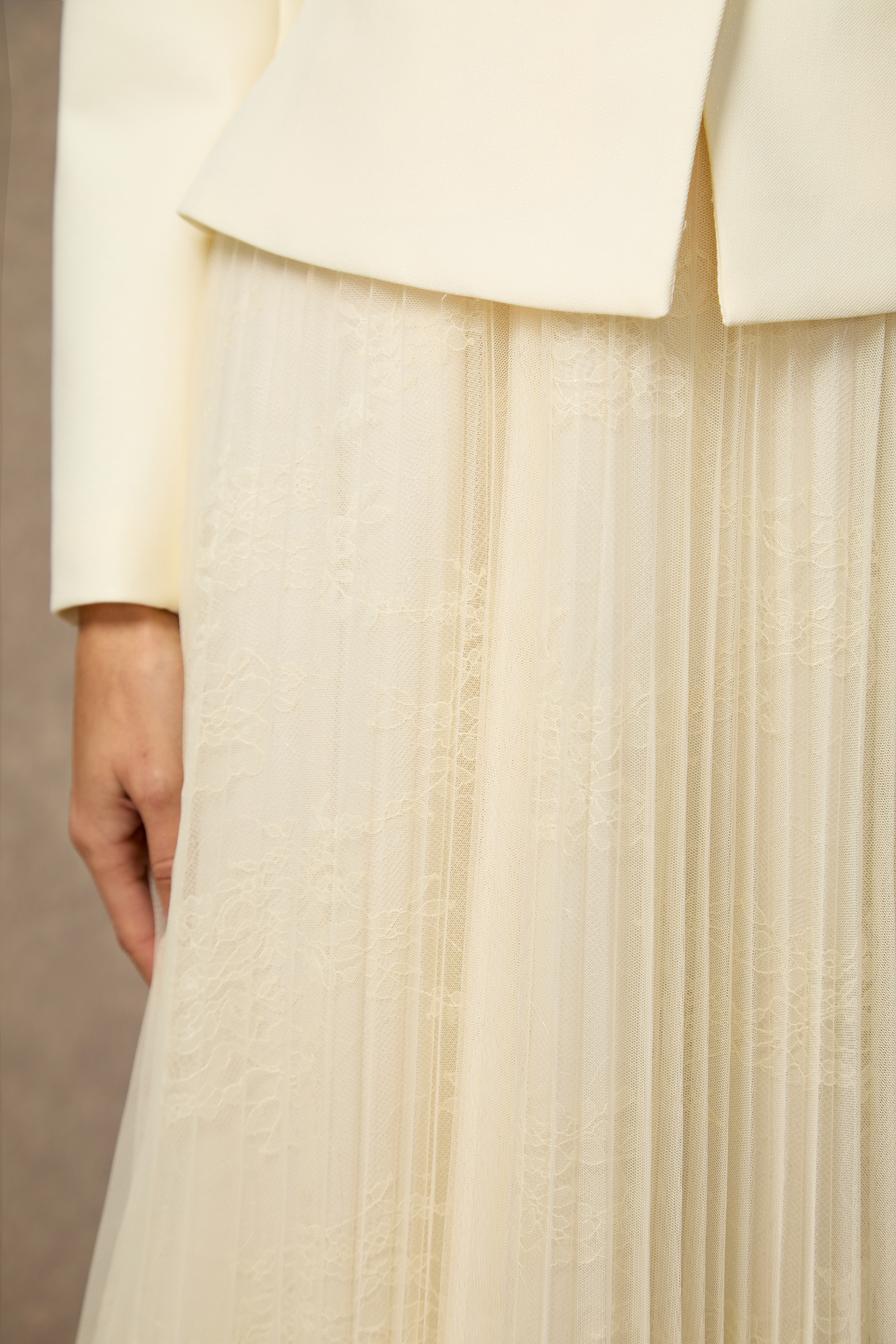 Daydream Darling White Rhinestone Embellished Jacket & Pleated Skirt Set