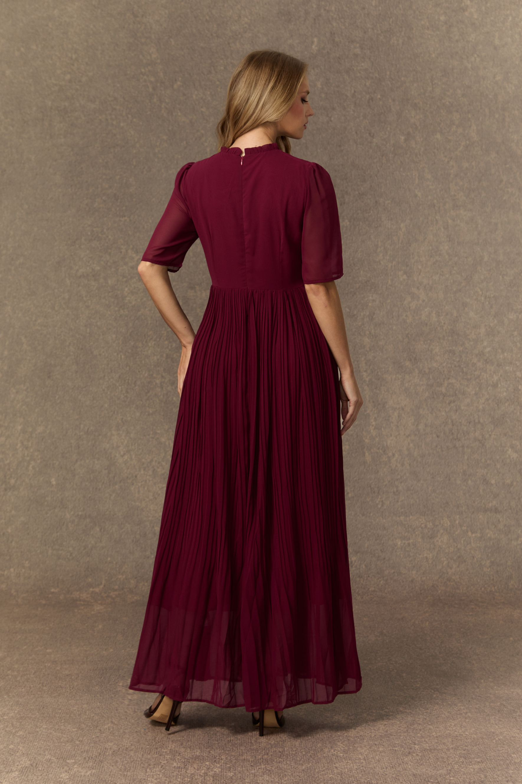 Graceful Midnight Black Butterfly Applique Jacket & Pleated Dress Set