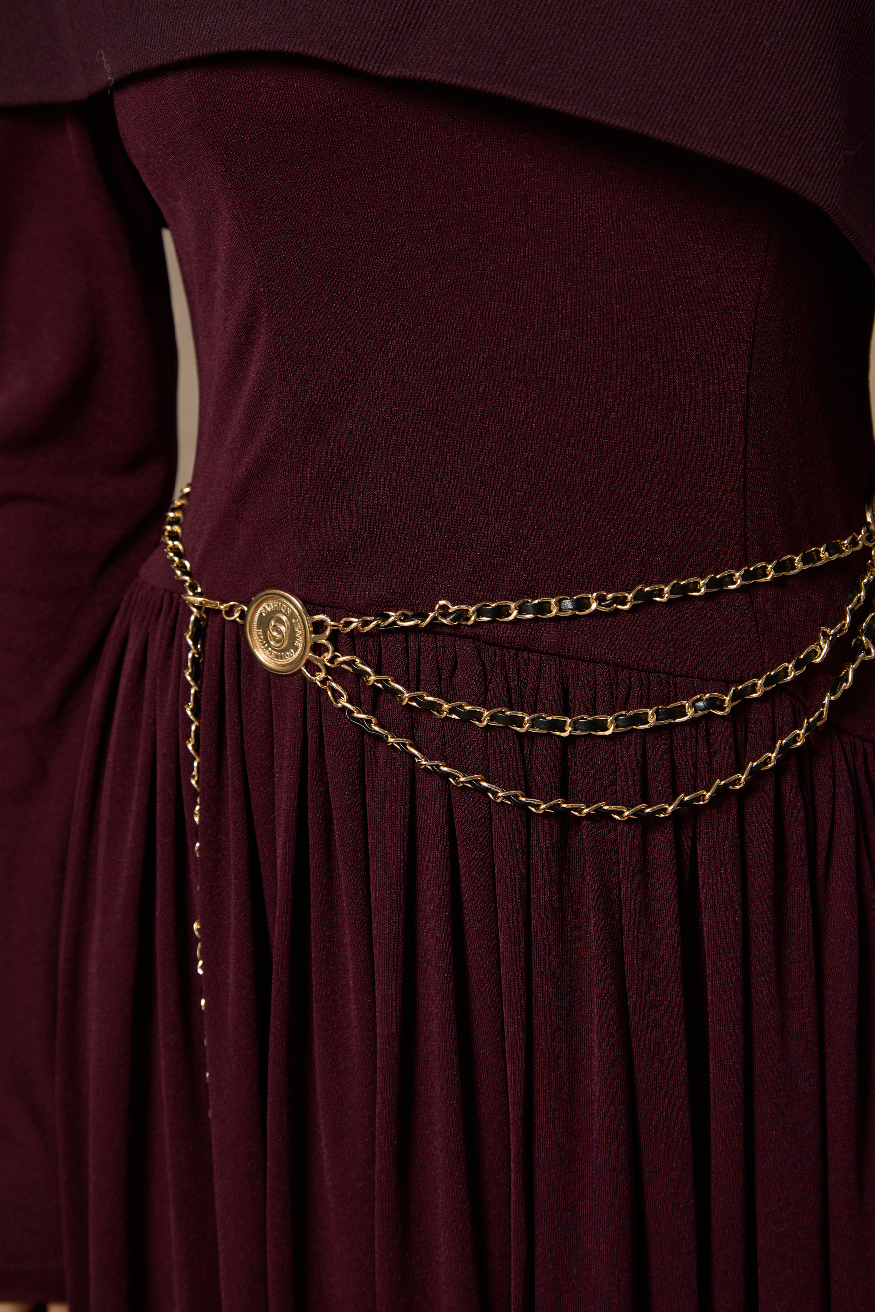 Majestic Attitude Purple Buttoned Cape & Pleated Knit Dress Set