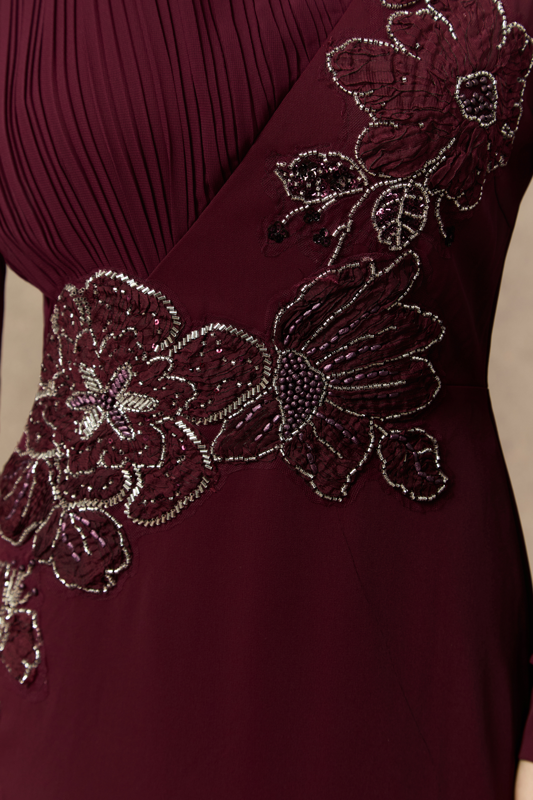 Joyful Poise Burgundy Sequin Embroidered Floral Maxi Dress