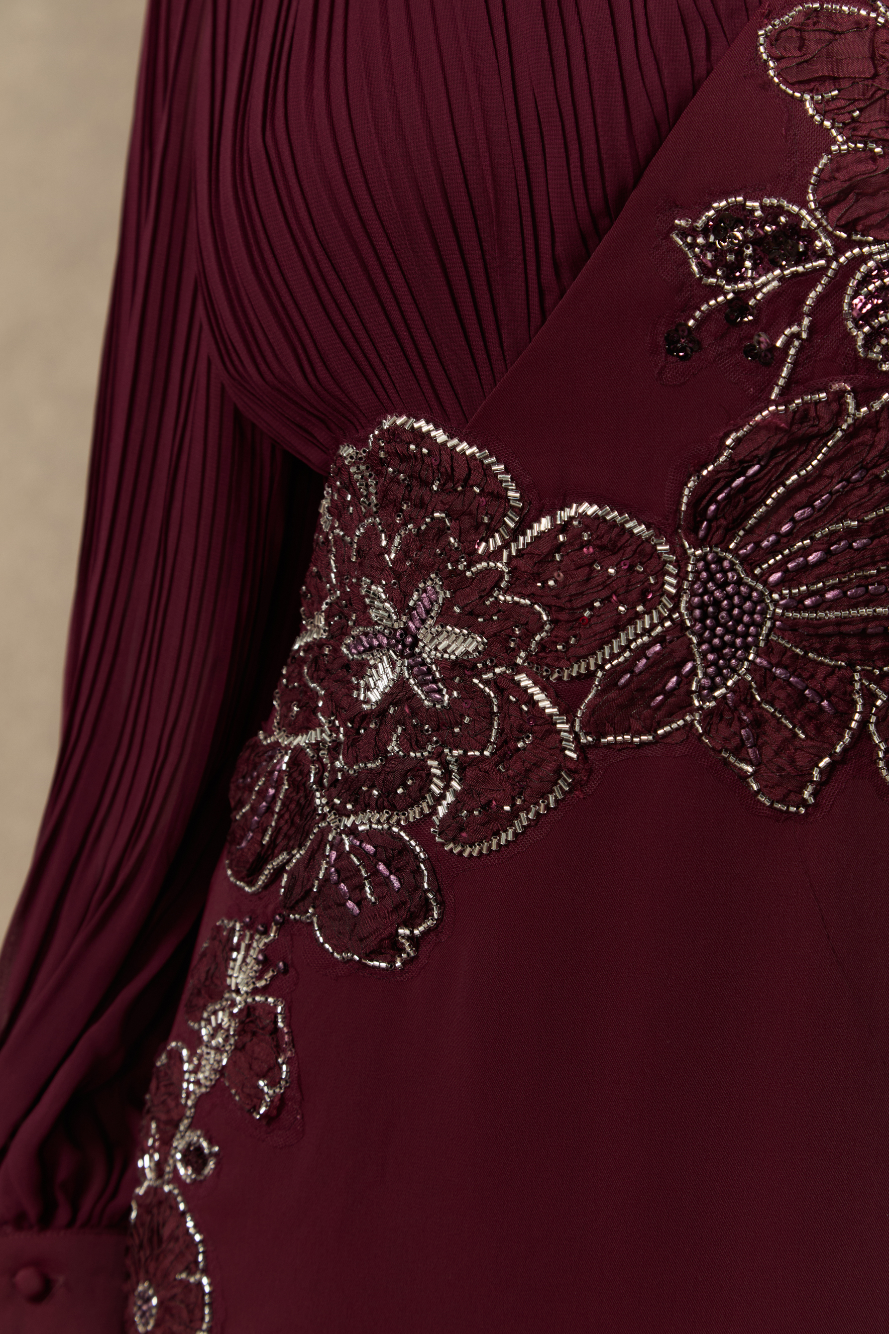 Joyful Poise Burgundy Sequin Embroidered Floral Maxi Dress