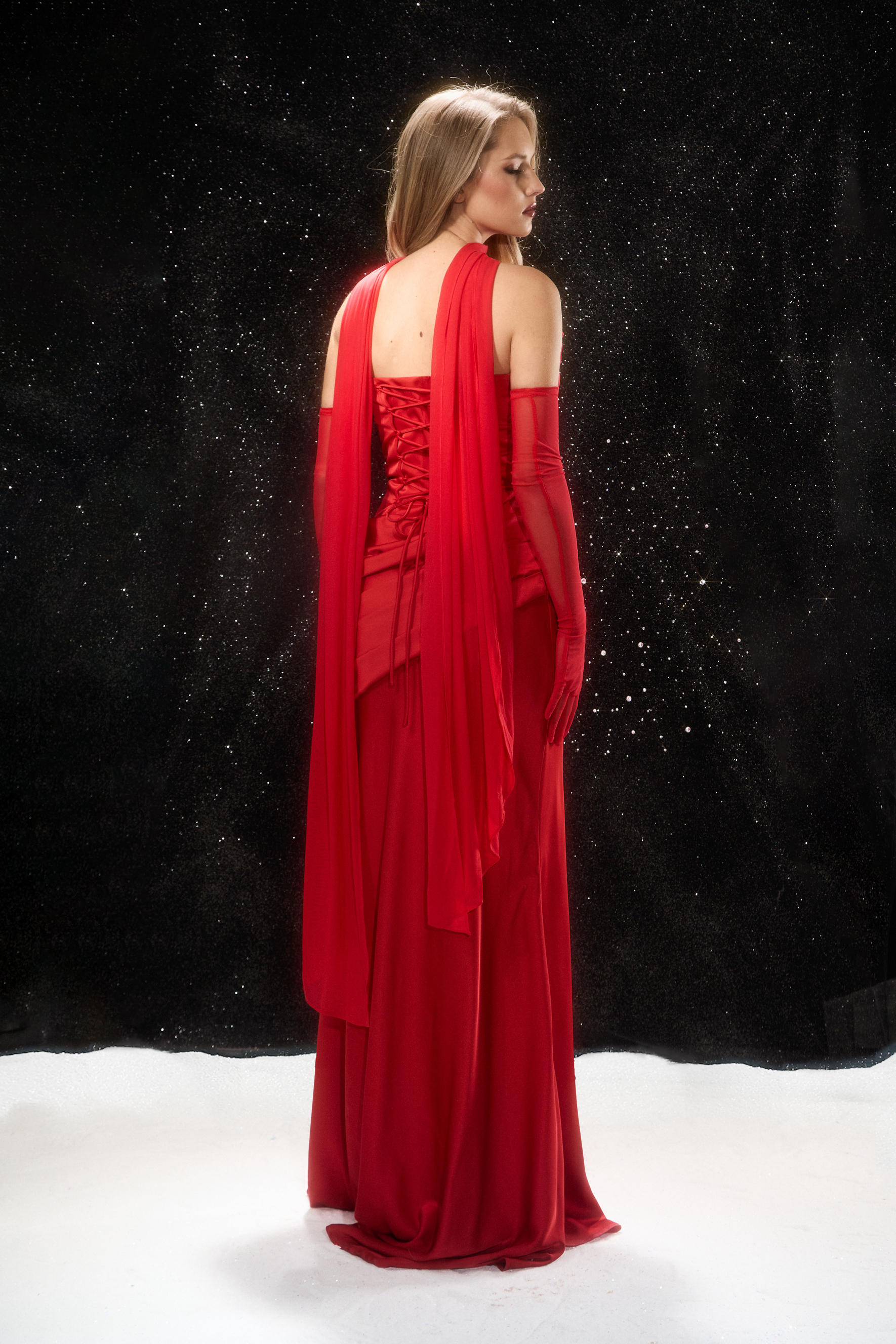 Got the Glam Red Strapless Ruched Maxi Dress