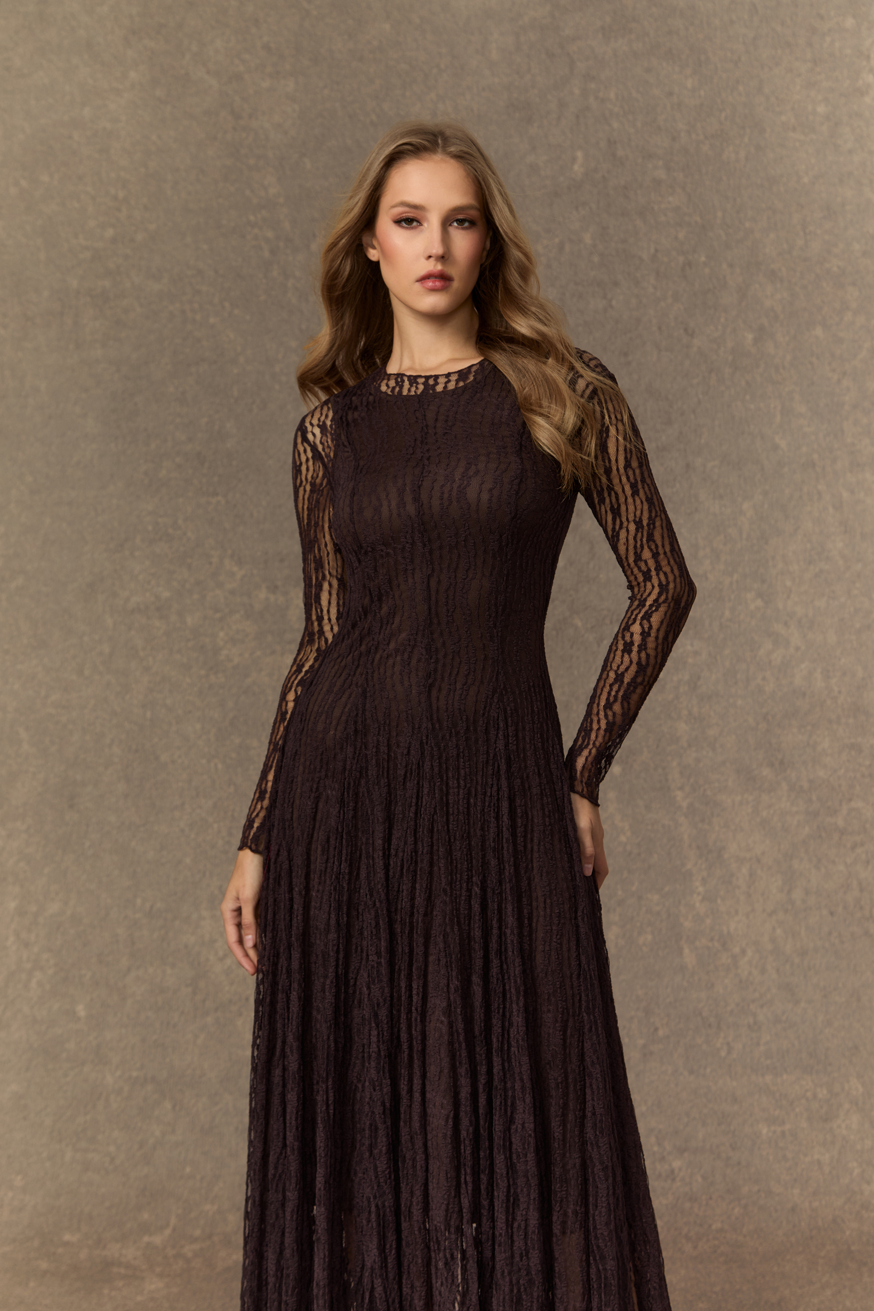 Momentous Moments Black Sheer Lace Pleated Maxi Dress
