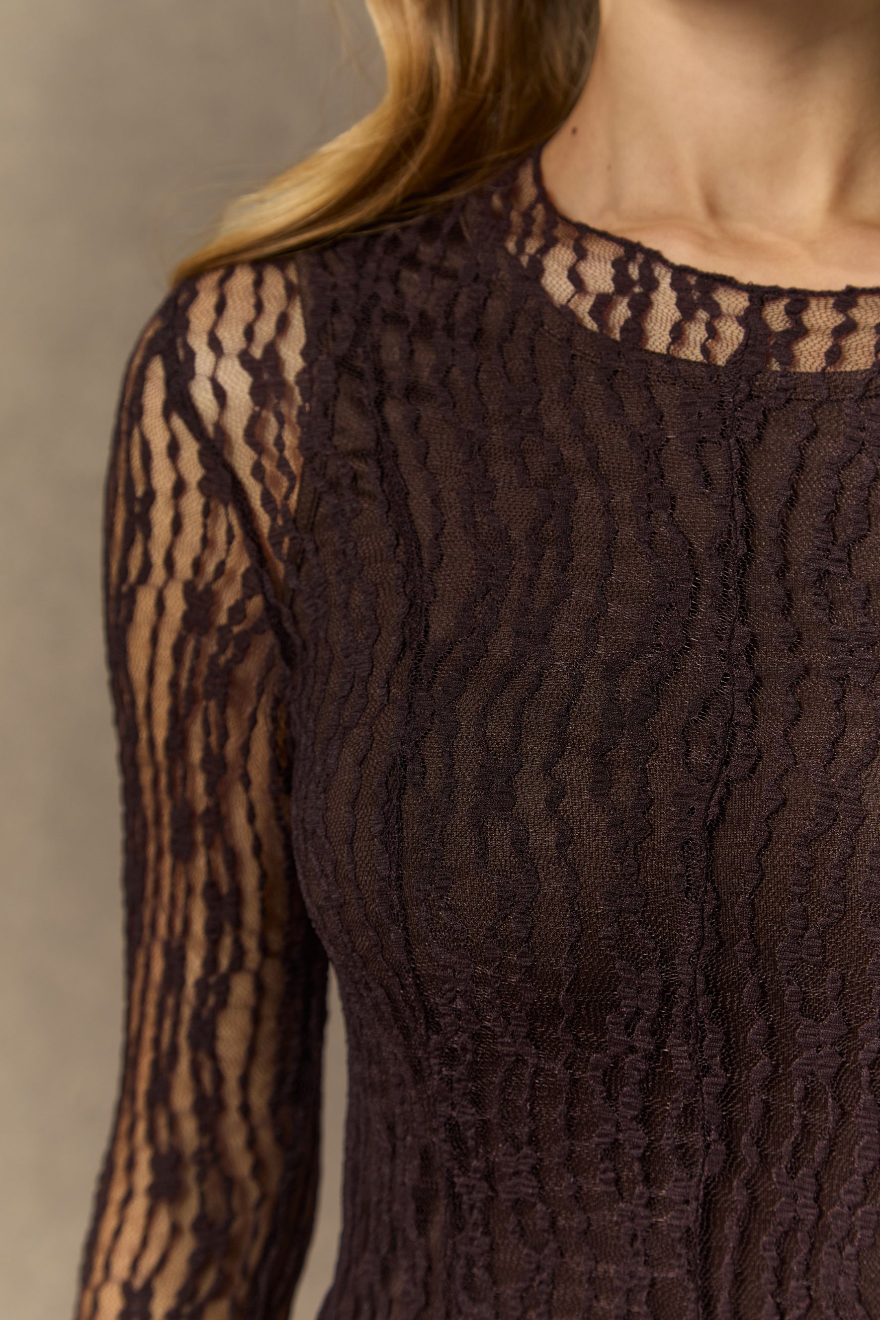 Momentous Moments Black Sheer Lace Pleated Maxi Dress