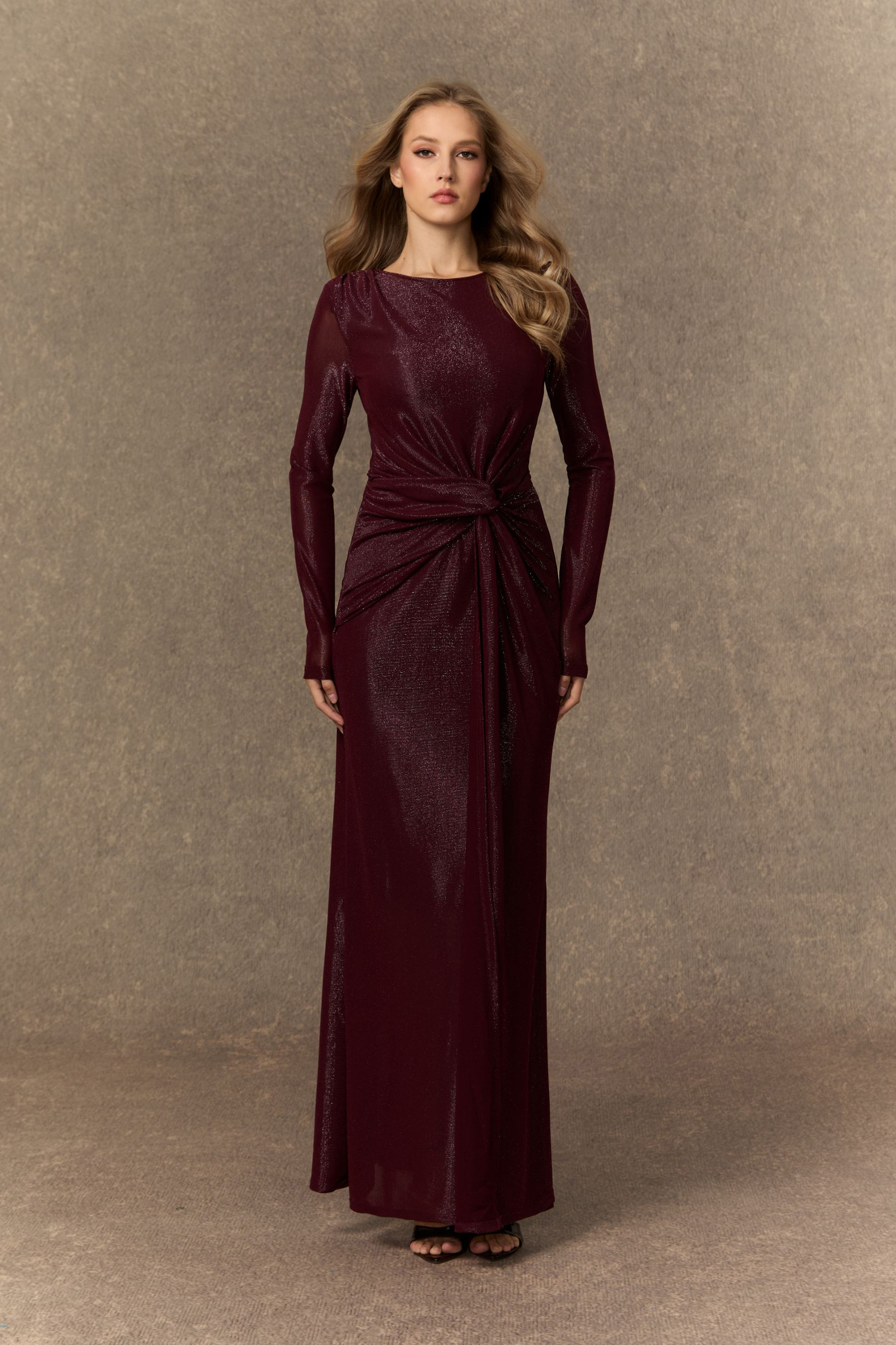 Refined Attitude Burgundy Twist Knot Maxi Dress