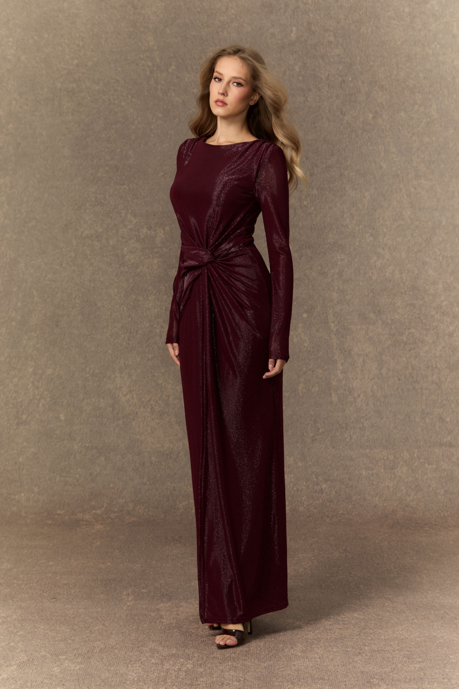 Refined Attitude Burgundy Twist Knot Maxi Dress