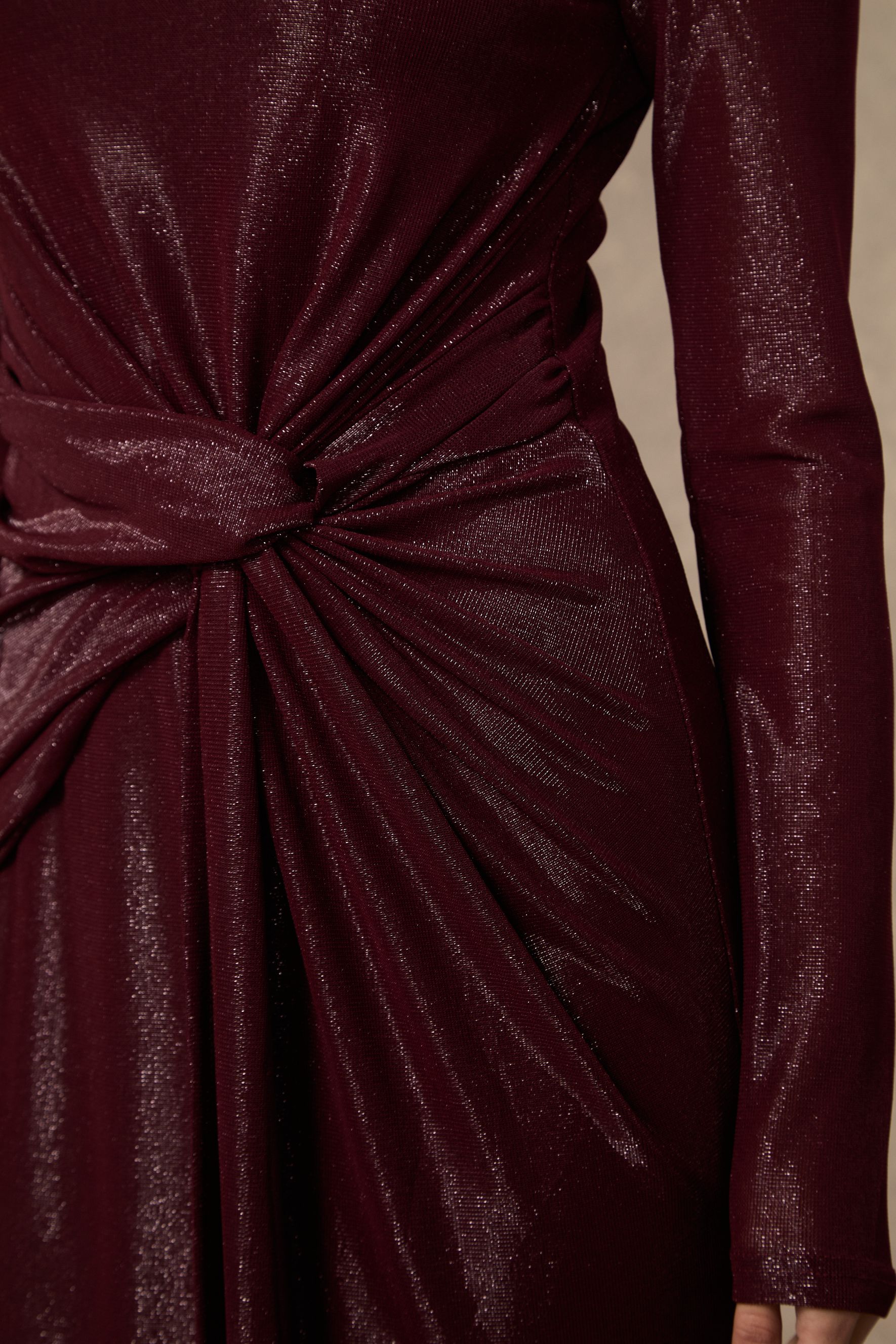 Refined Attitude Burgundy Twist Knot Maxi Dress