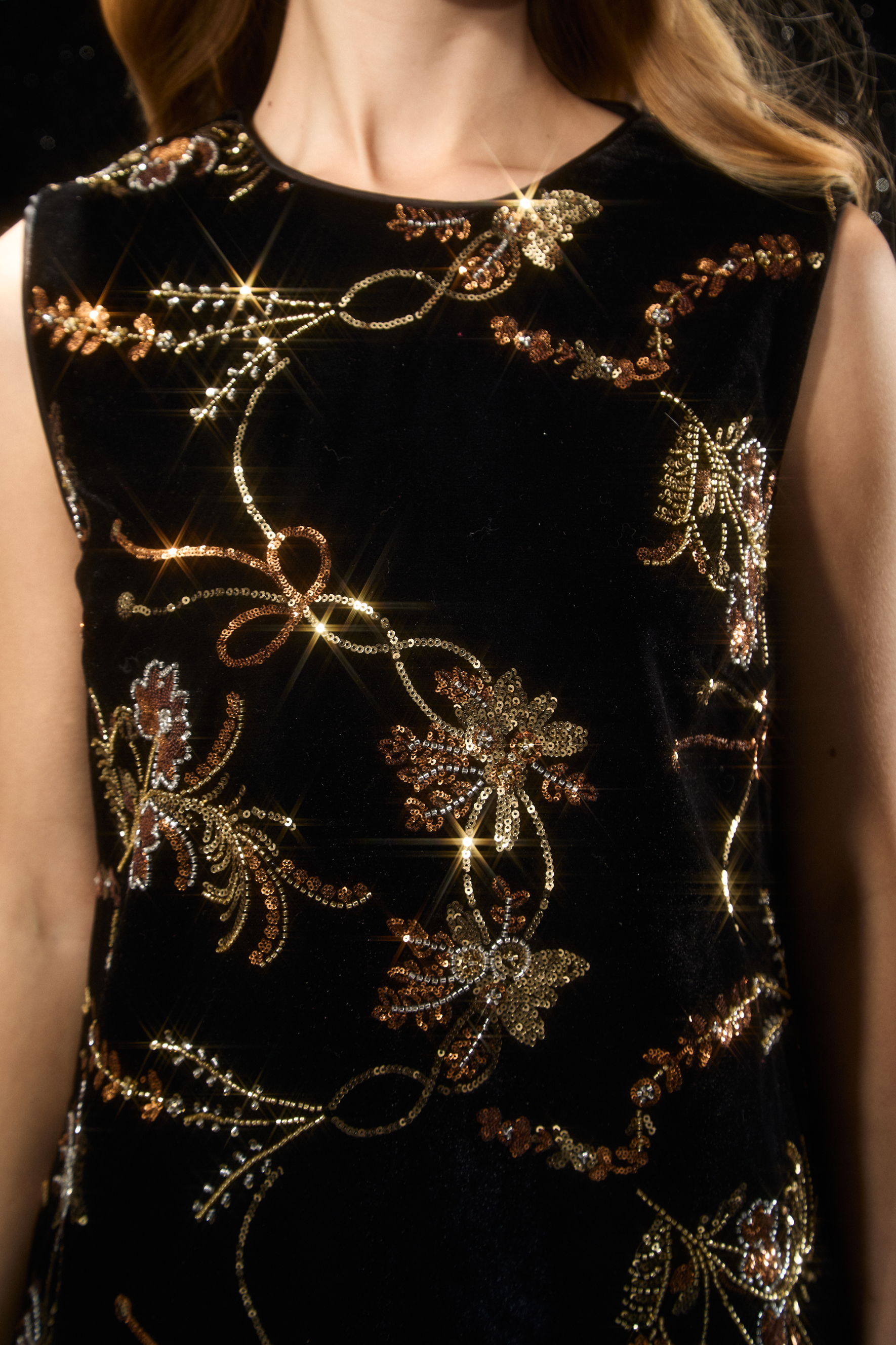 Classy Nights Black Sequin Floral Velvet Mini Dress