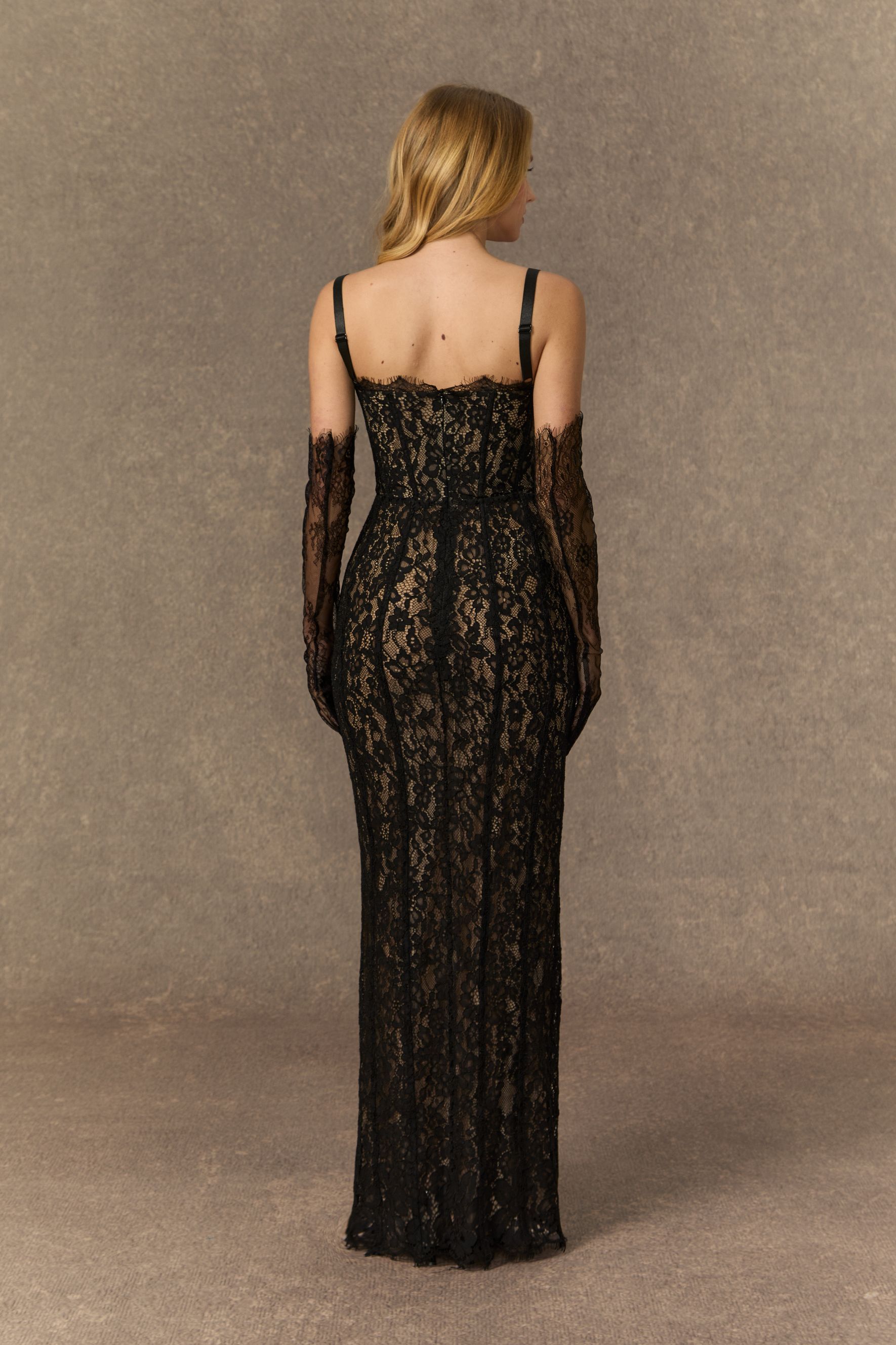 Bragging Rights Black Spaghetti Strap Sheer Lace Maxi Dress