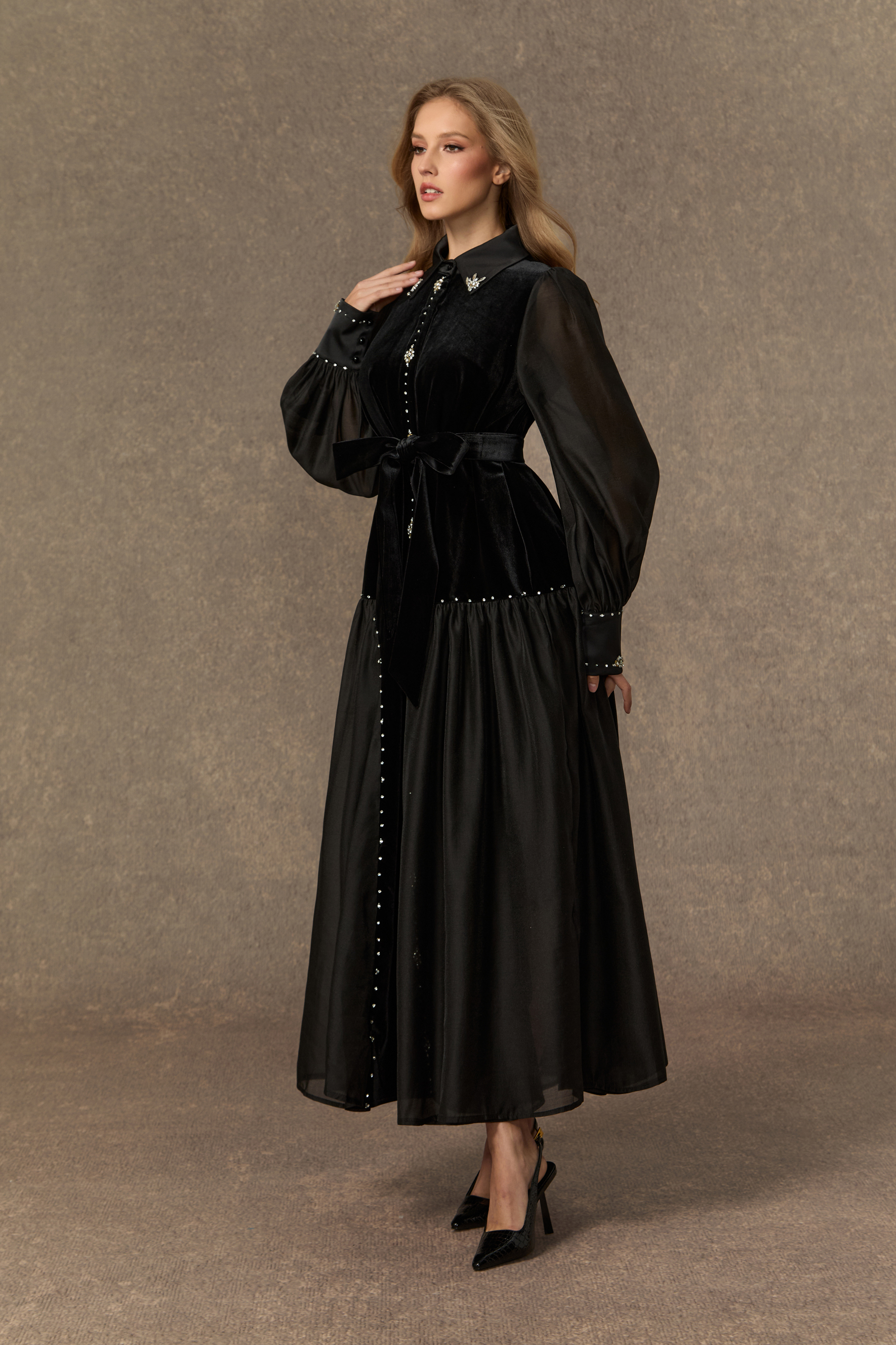 Irresistible Feelings Black Diamante Velvet Boice Maxi Dress