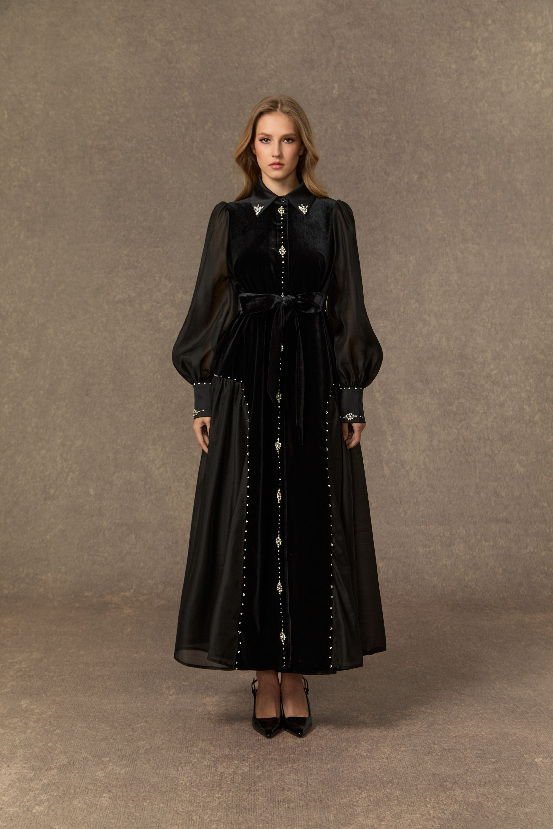 Irresistible Feelings Black Diamante Velvet Boice Maxi Dress