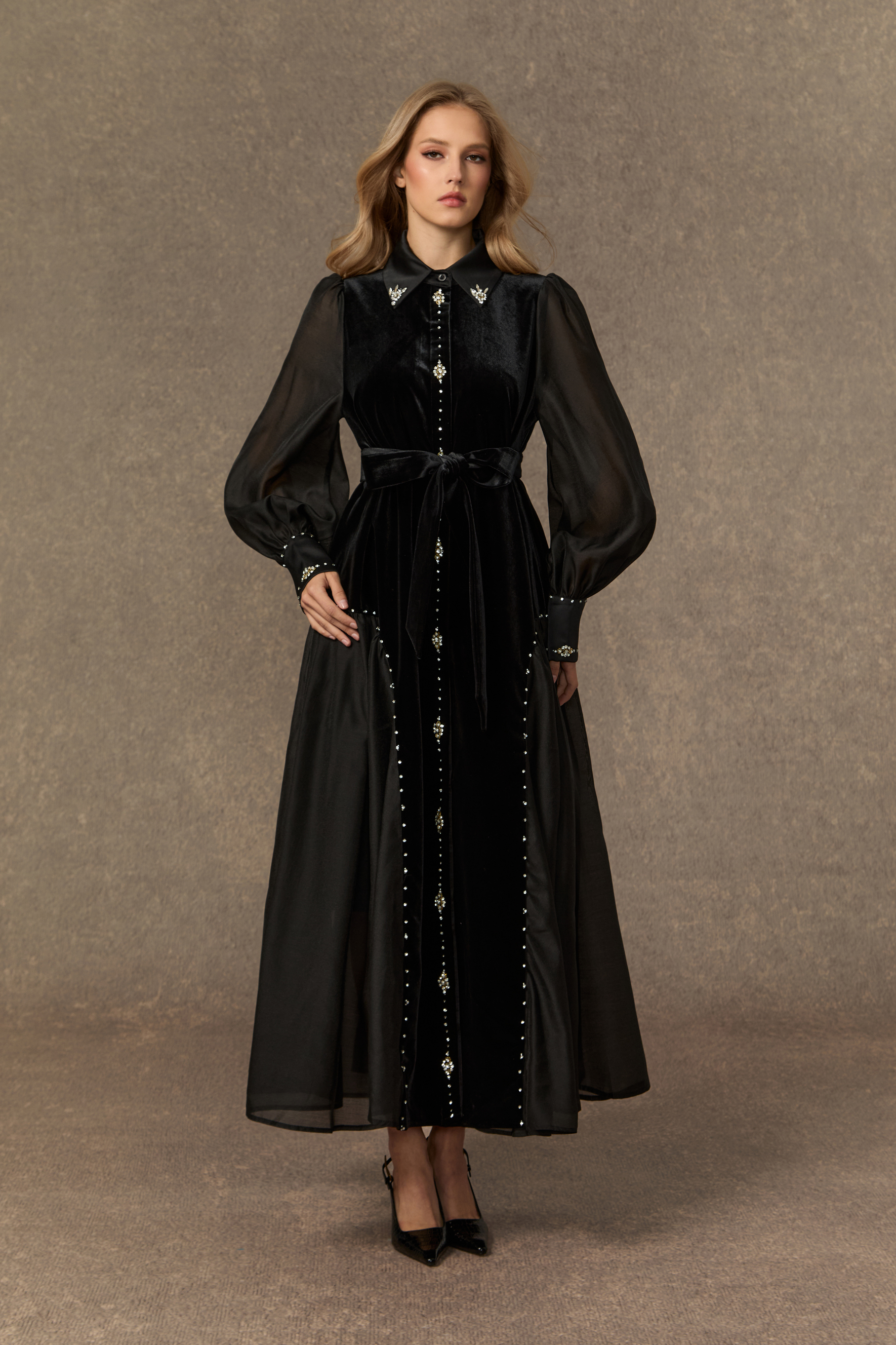 Irresistible Feelings Black Diamante Velvet Boice Maxi Dress