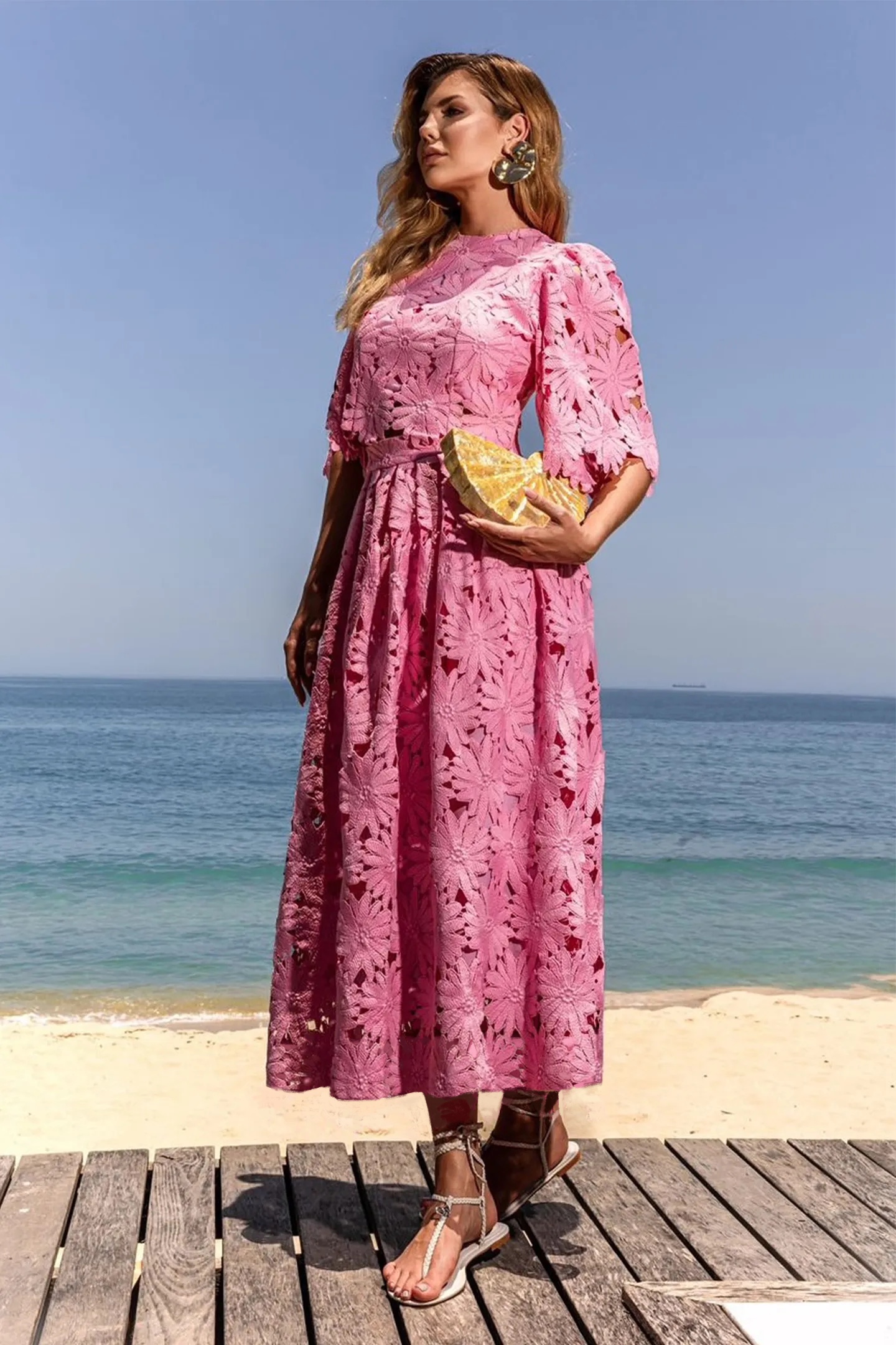 Madeline Lace Embroidered Top & Maxi Skirt Set