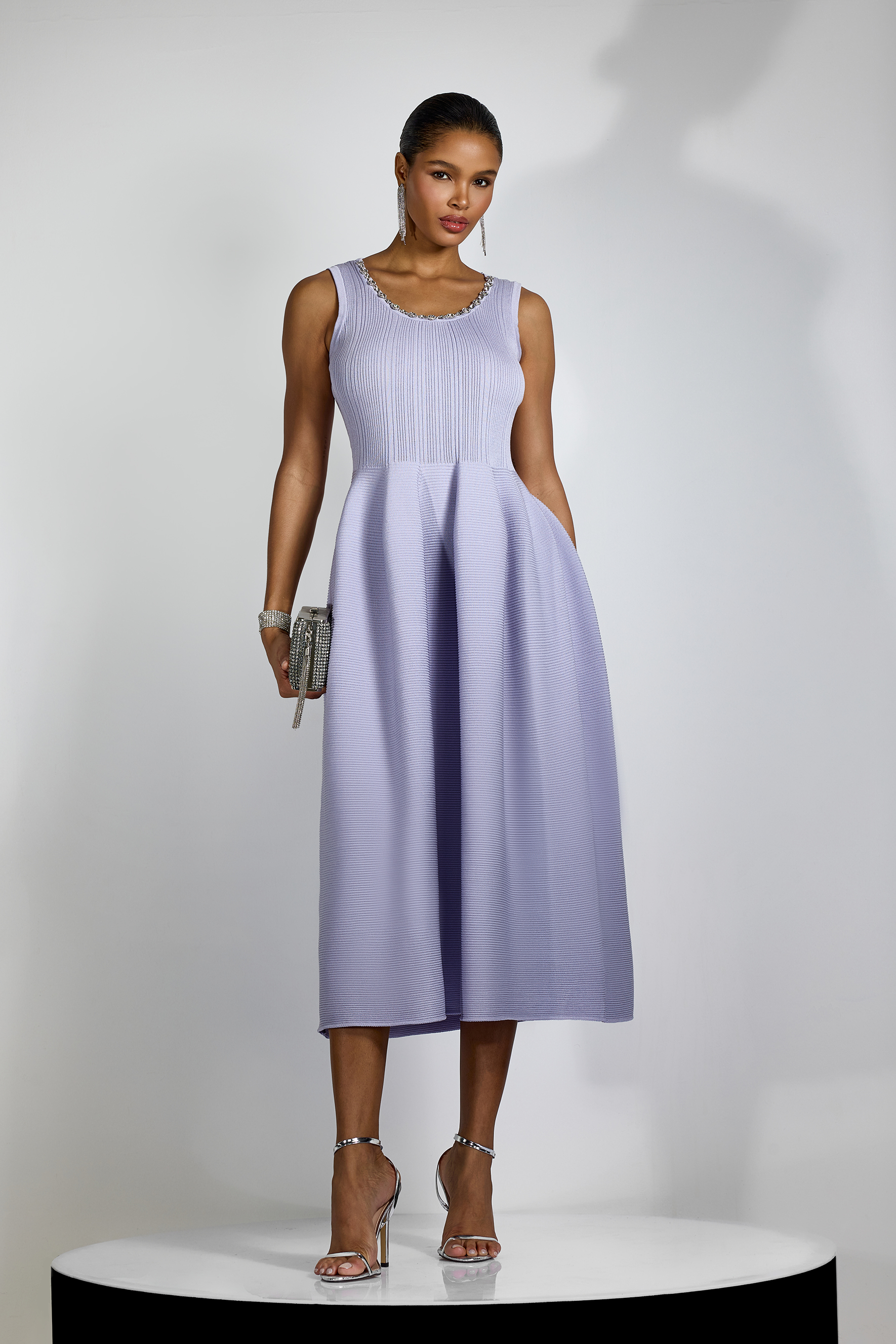 Bettina Crystal Embellished Knit Midi Dress