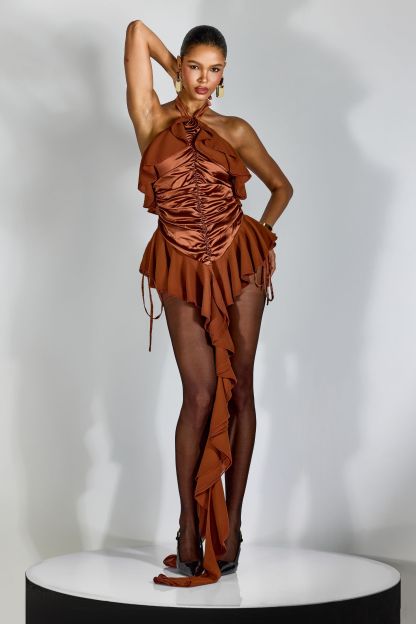 Elena Halter Neck Ruffled Bodysuit